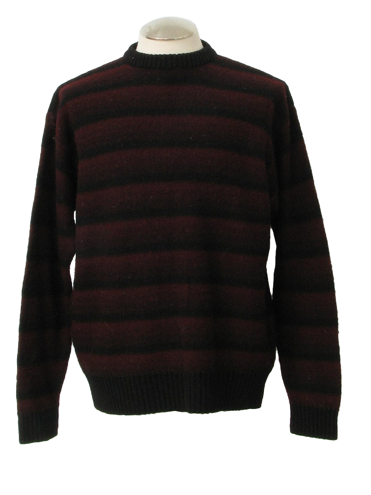 1990's Vintage Pendleton Sweater: 90s -Pendleton- Mens black and wine ...