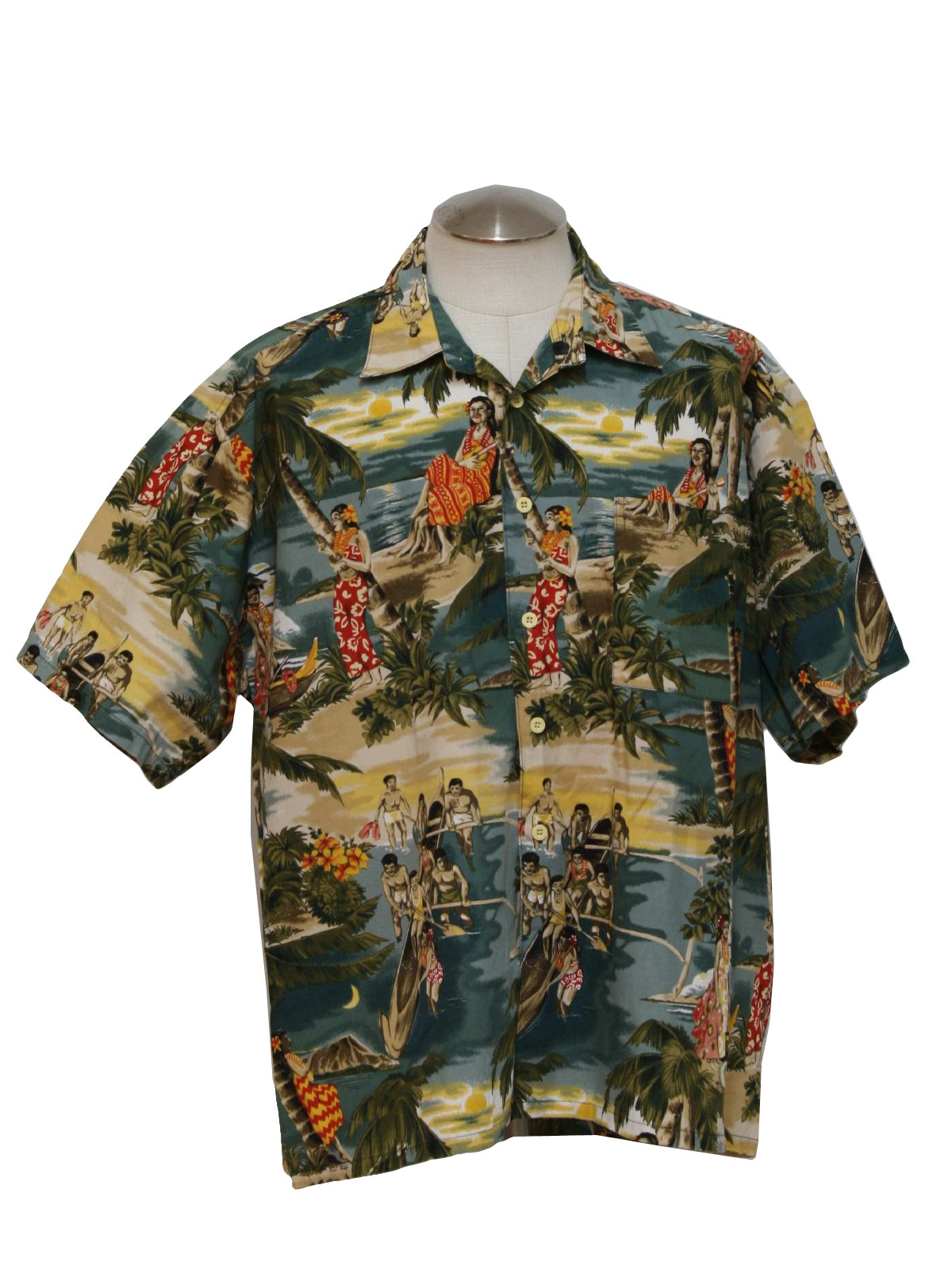 Bear Nineties Vintage Hawaiian Shirt: 90s -Bear- Mens white, sand ...