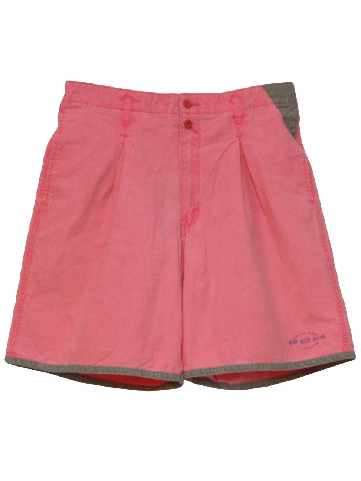 Vintage 90s Shorts: 90s -Fade out- Mens hot pink and grey color block ...