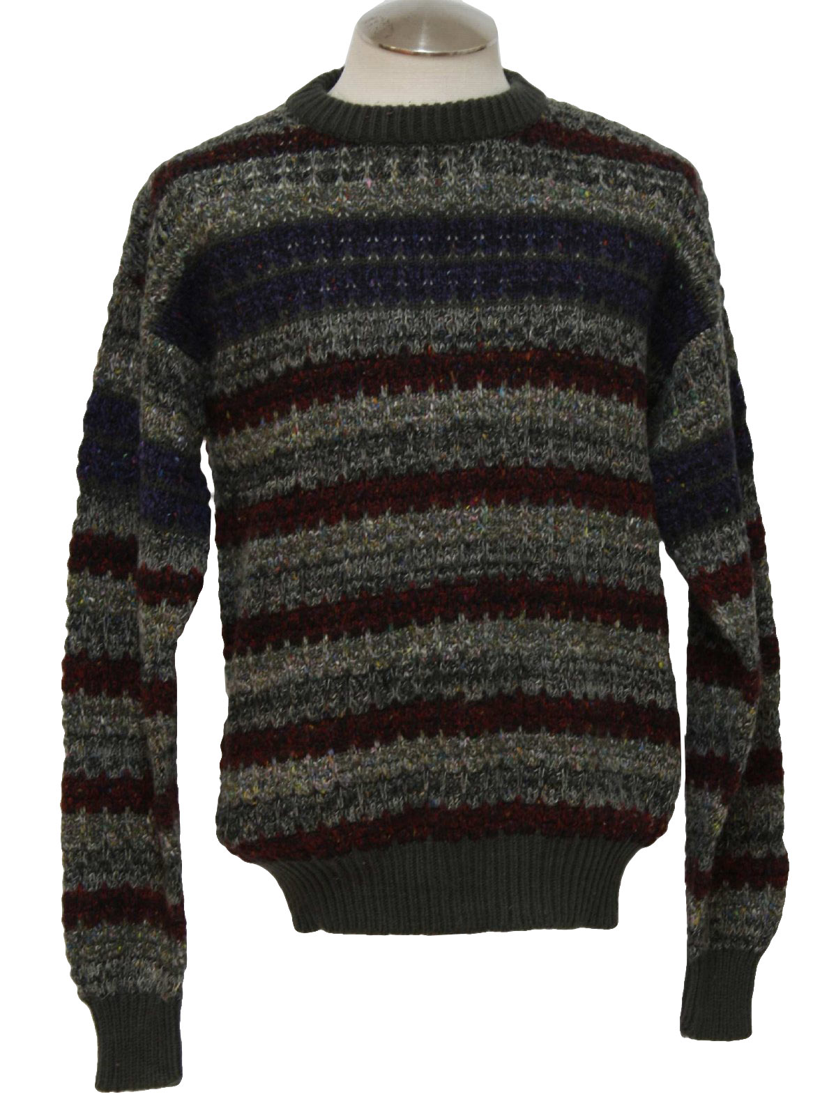 Nineties Vintage Sweater: 90s -Brad Richards- Mens shaded grey, wine ...