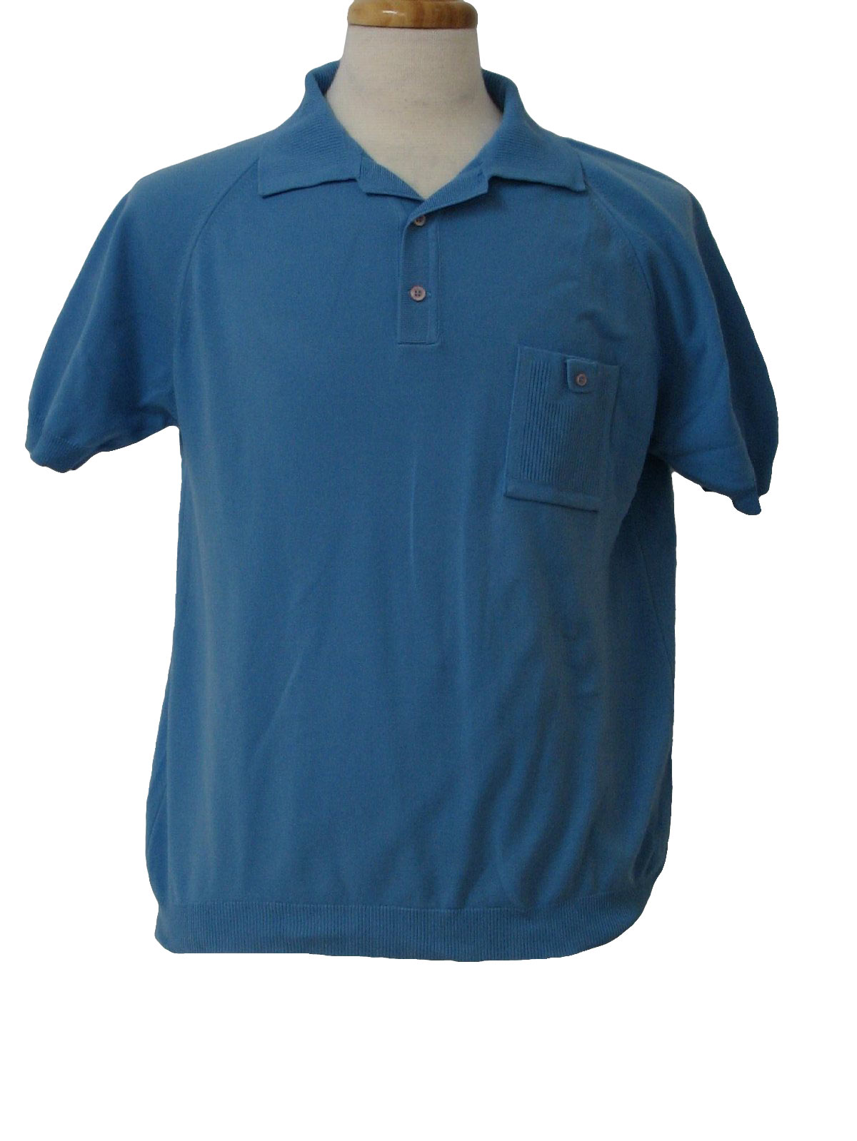 70's Leonardo Strassi Knit Shirt: 70s -Leonardo Strassi- Mens sky blue ...