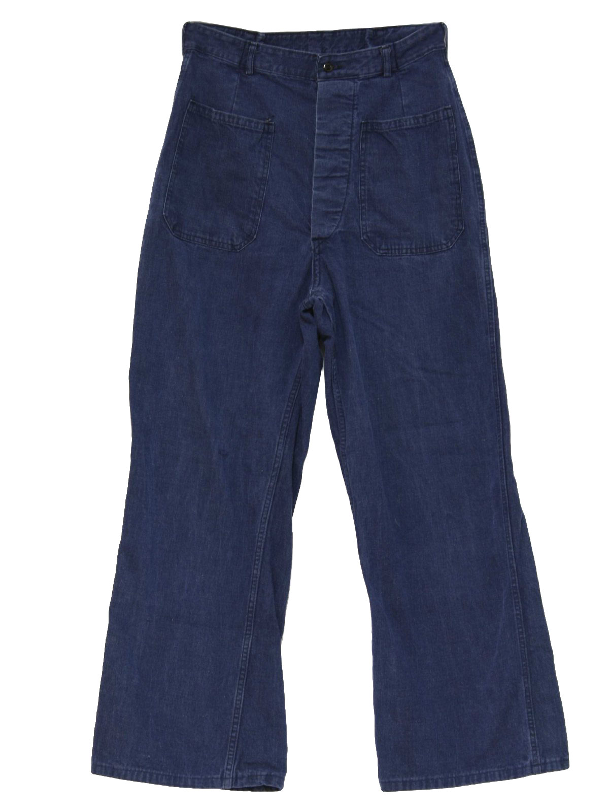 1960's Bellbottom Pants: 60s -no label- Mens denim blue cotton Navy ...