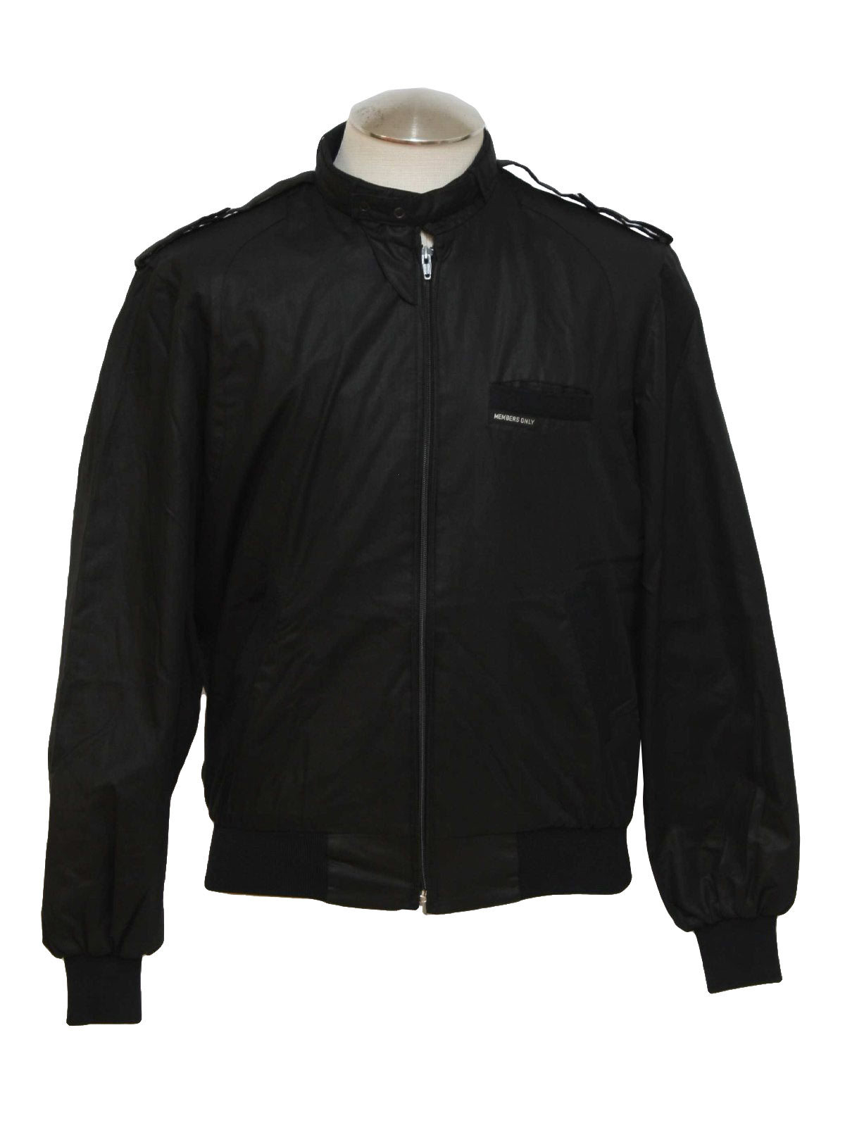 1980's Jacket (Members Only): 80s -Members Only- Mens black cotton and ...