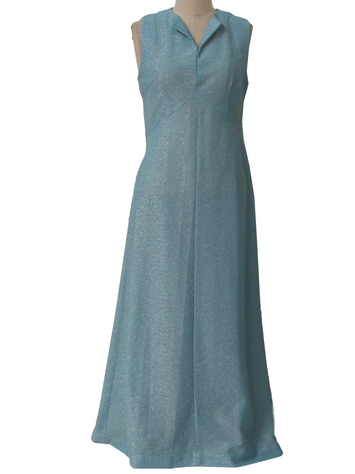 Seventies Cocktail Dress: 70s -No Label- Womens baby blue, polyester ...