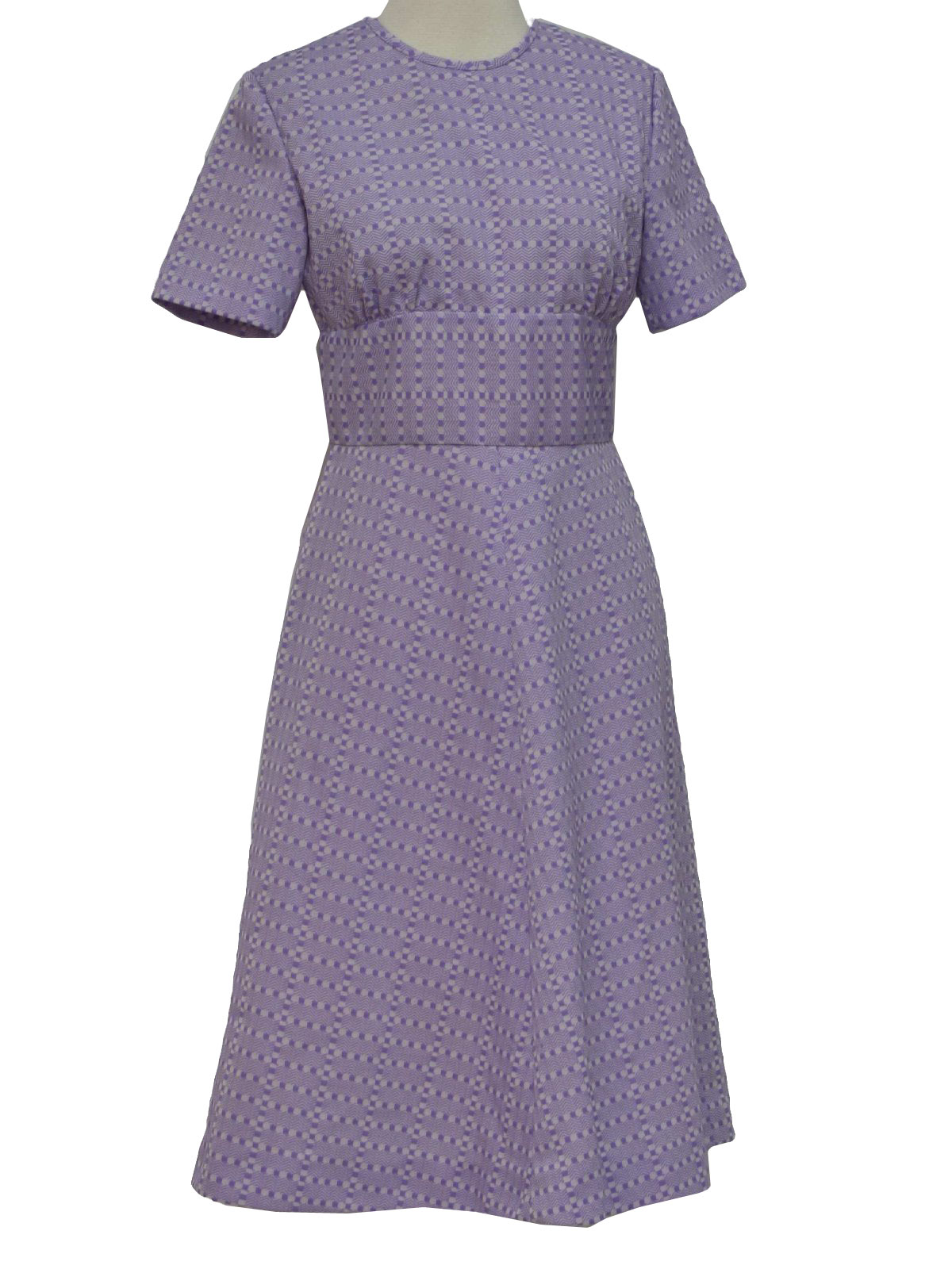 home sewn 70's Vintage Dress: 70s -home sewn- Womens lavender and white ...