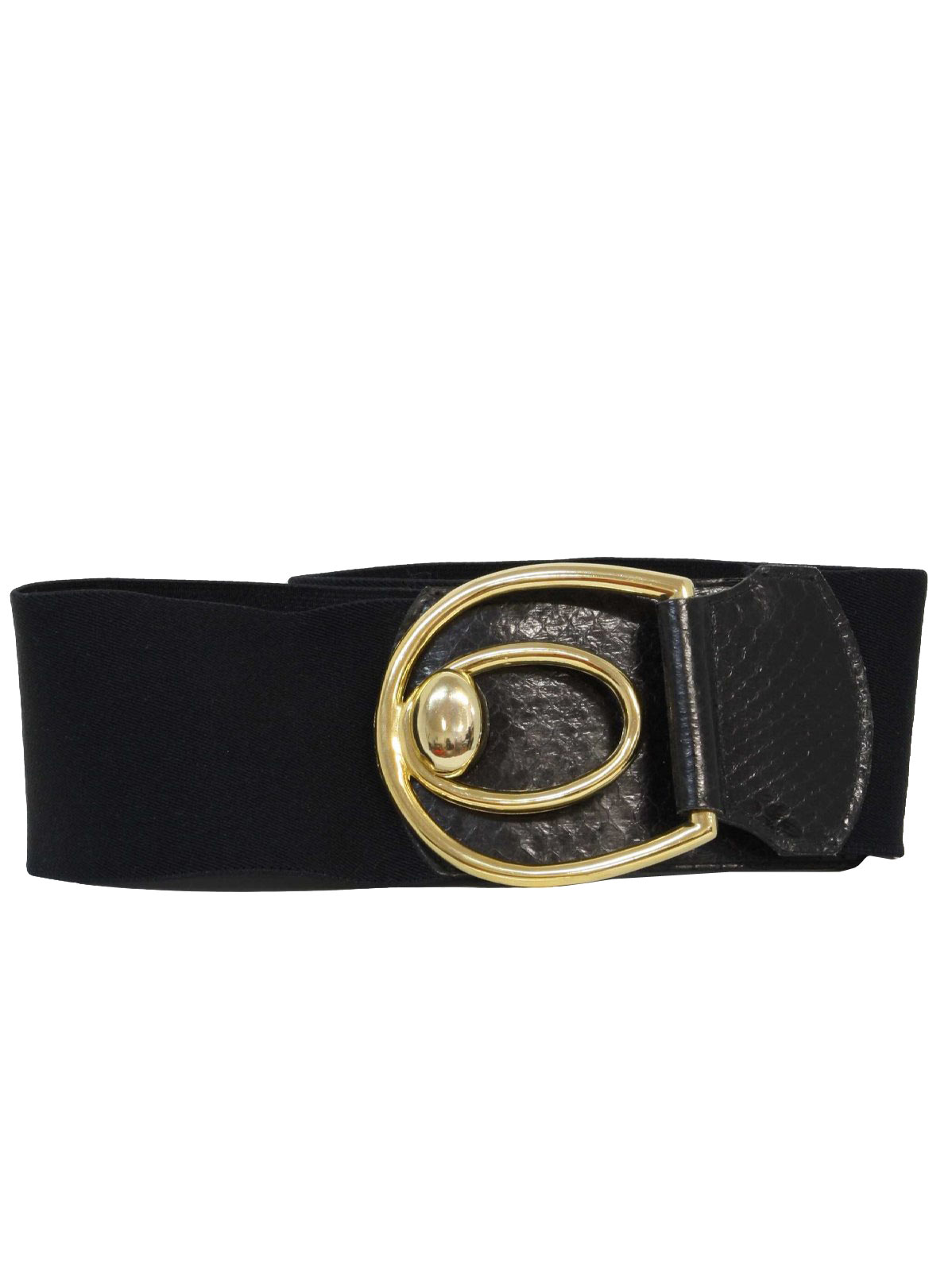 Retro 1980s Belt: 80s -Leather Shop- Womens black elastic back totally ...