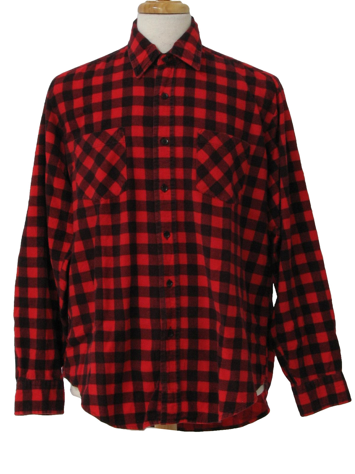 90s Retro Shirt: 90s -Dickies- Mens red and black cotton flannel shirt ...