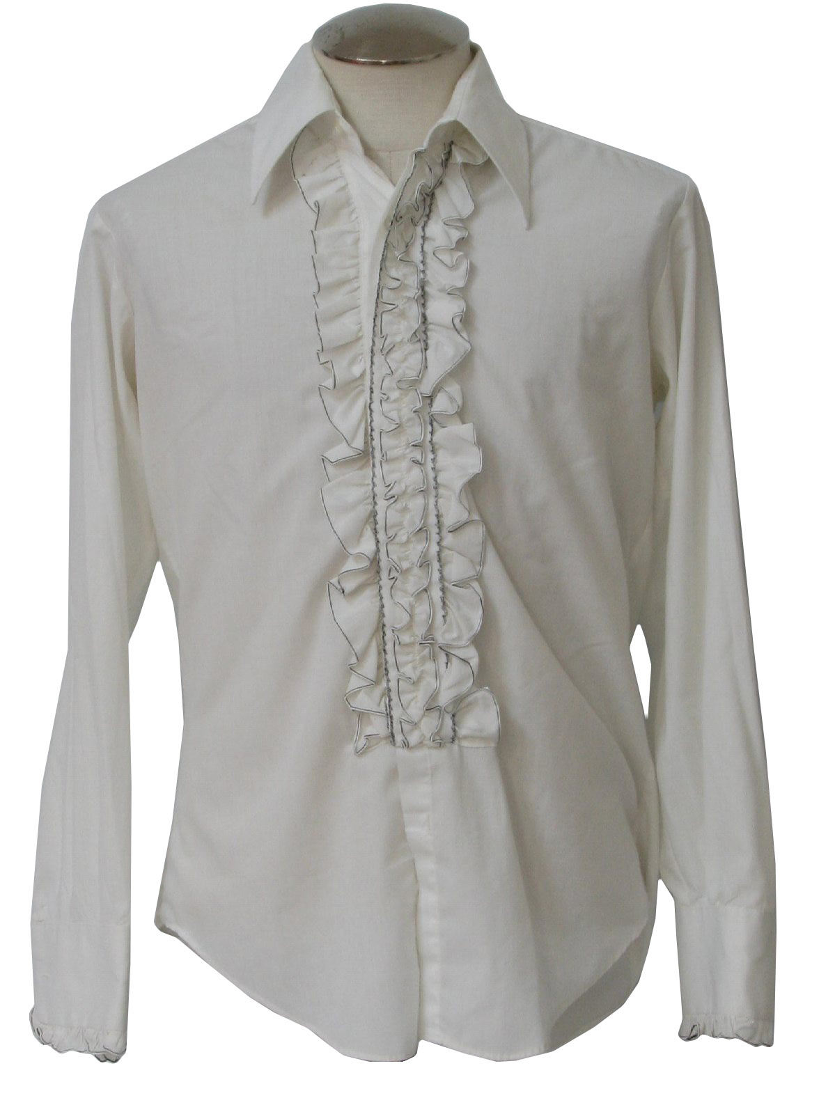 1970's Vintage After Six Shirt: 70s -After Six- Mens white polyester ...