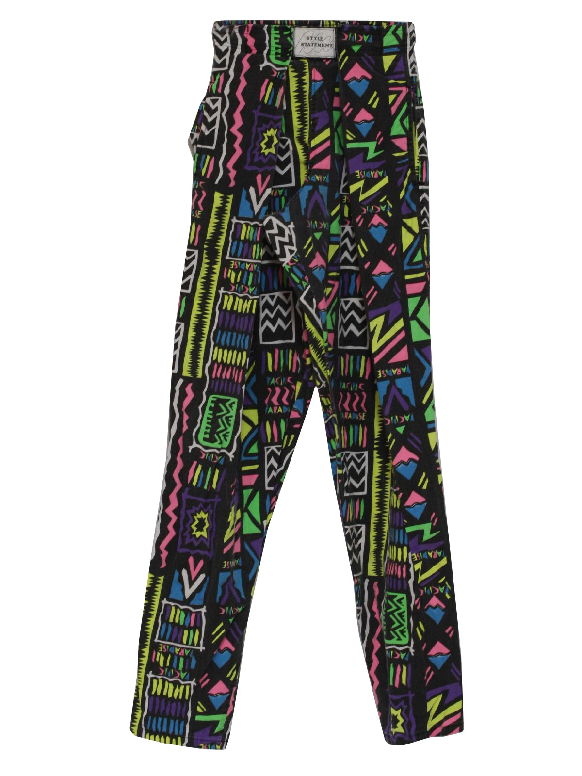 1980s Vintage Pants: 80s -Style Statement- Mens black, neon green, pink ...