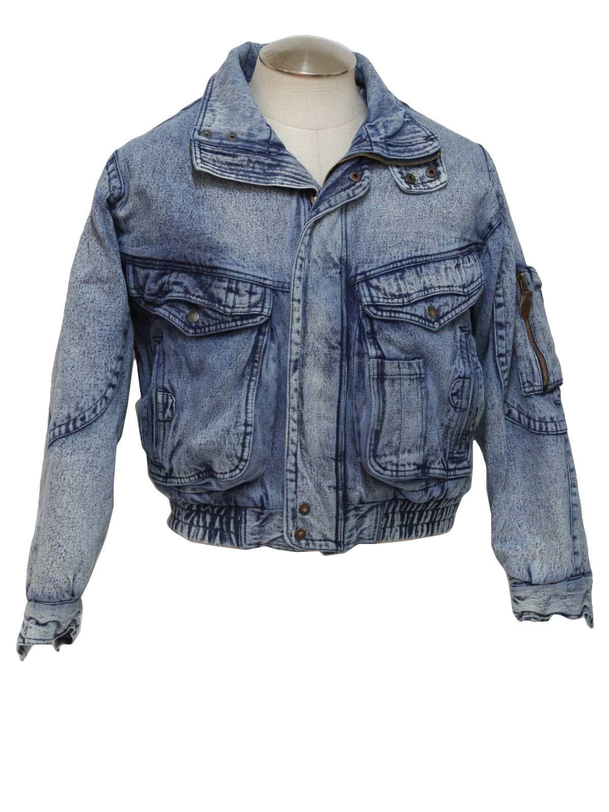 Retro 80's Jacket: 80s -Todays News- Mens acid washed blue cotton