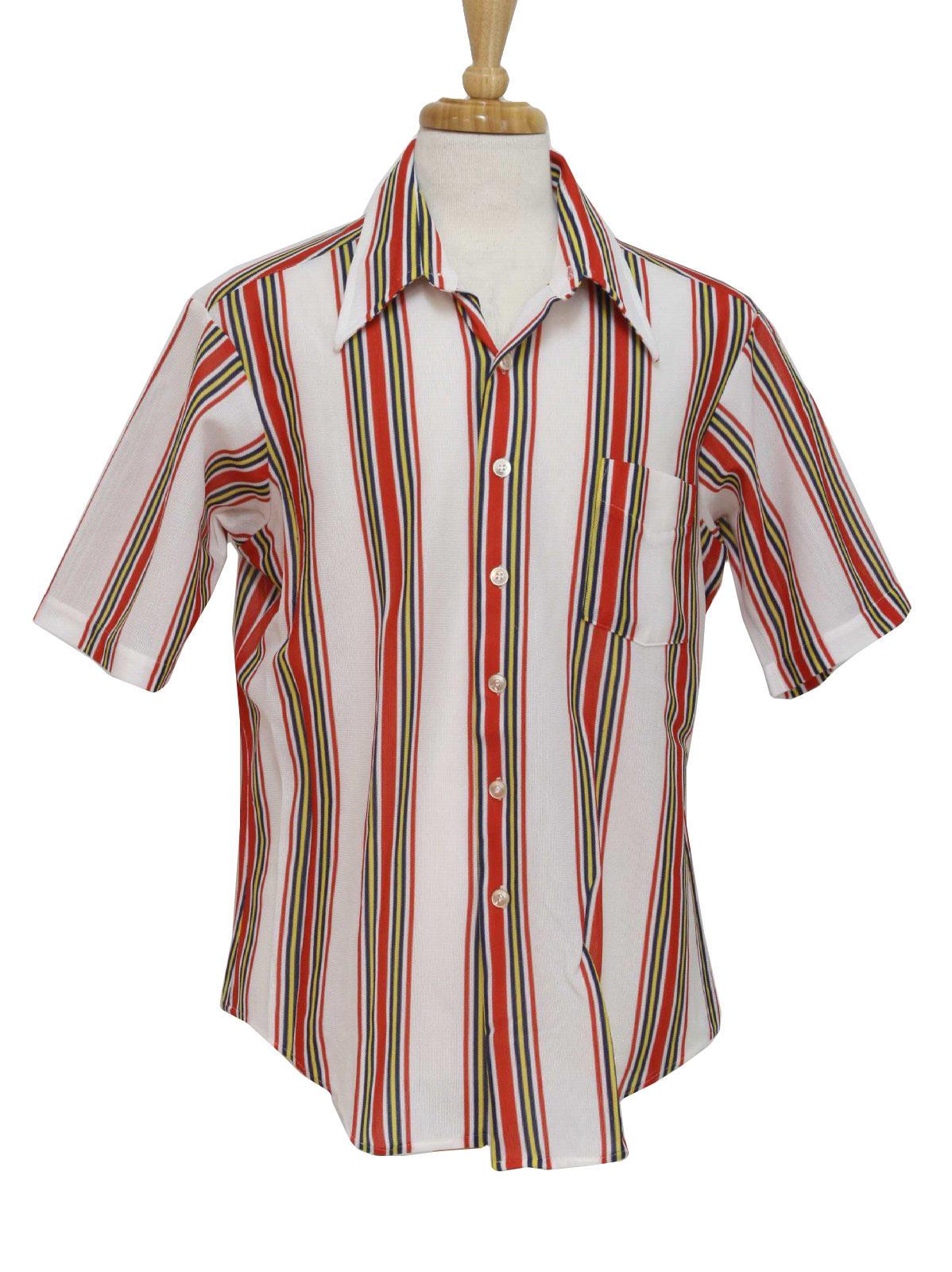 60s Vintage Campus Shirt: Late 60s -Campus- Mens white, red, blue and ...