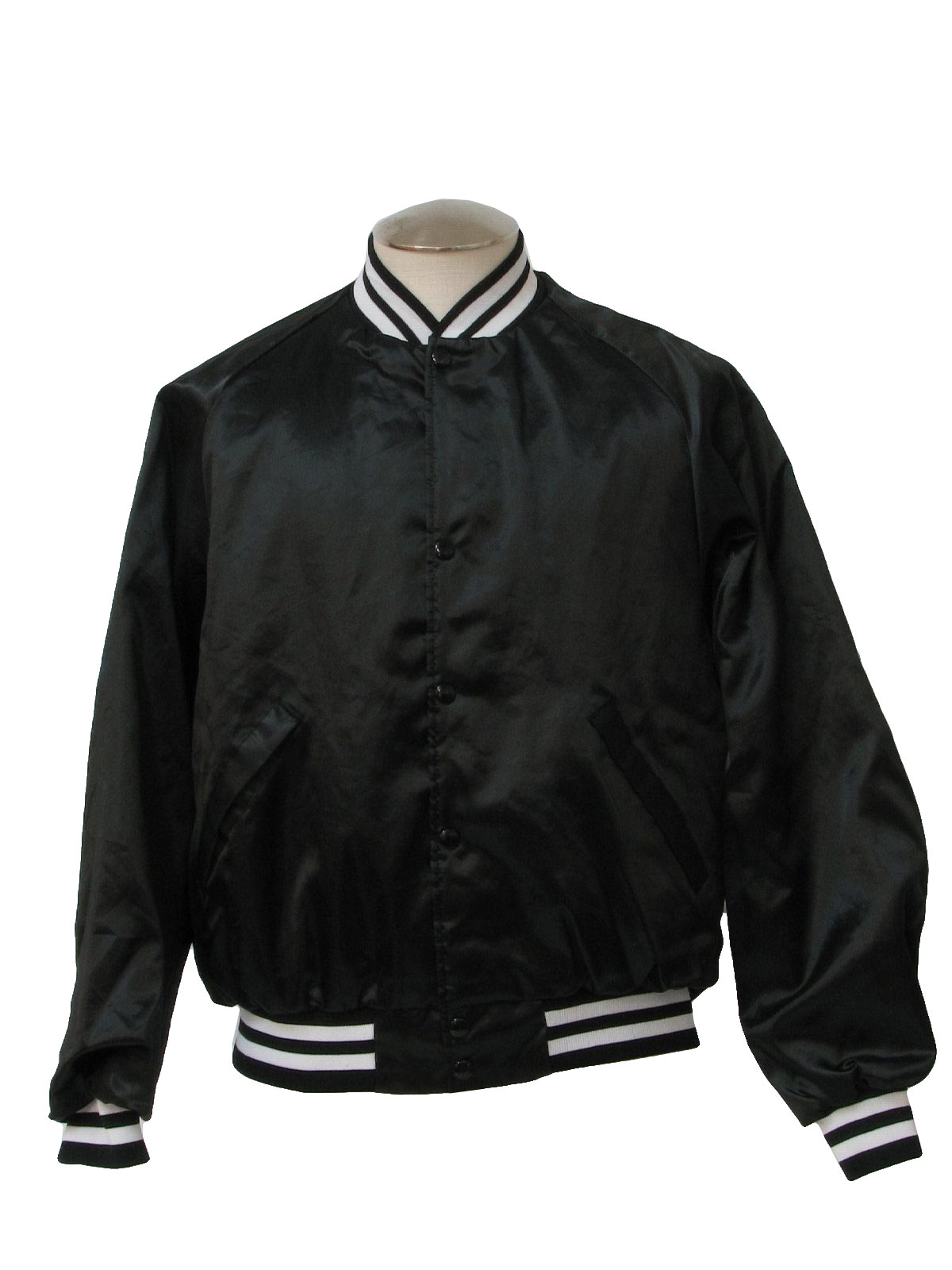 Retro 80's Jacket: 80s -Dunbrook- Mens black and white nylon satin with ...
