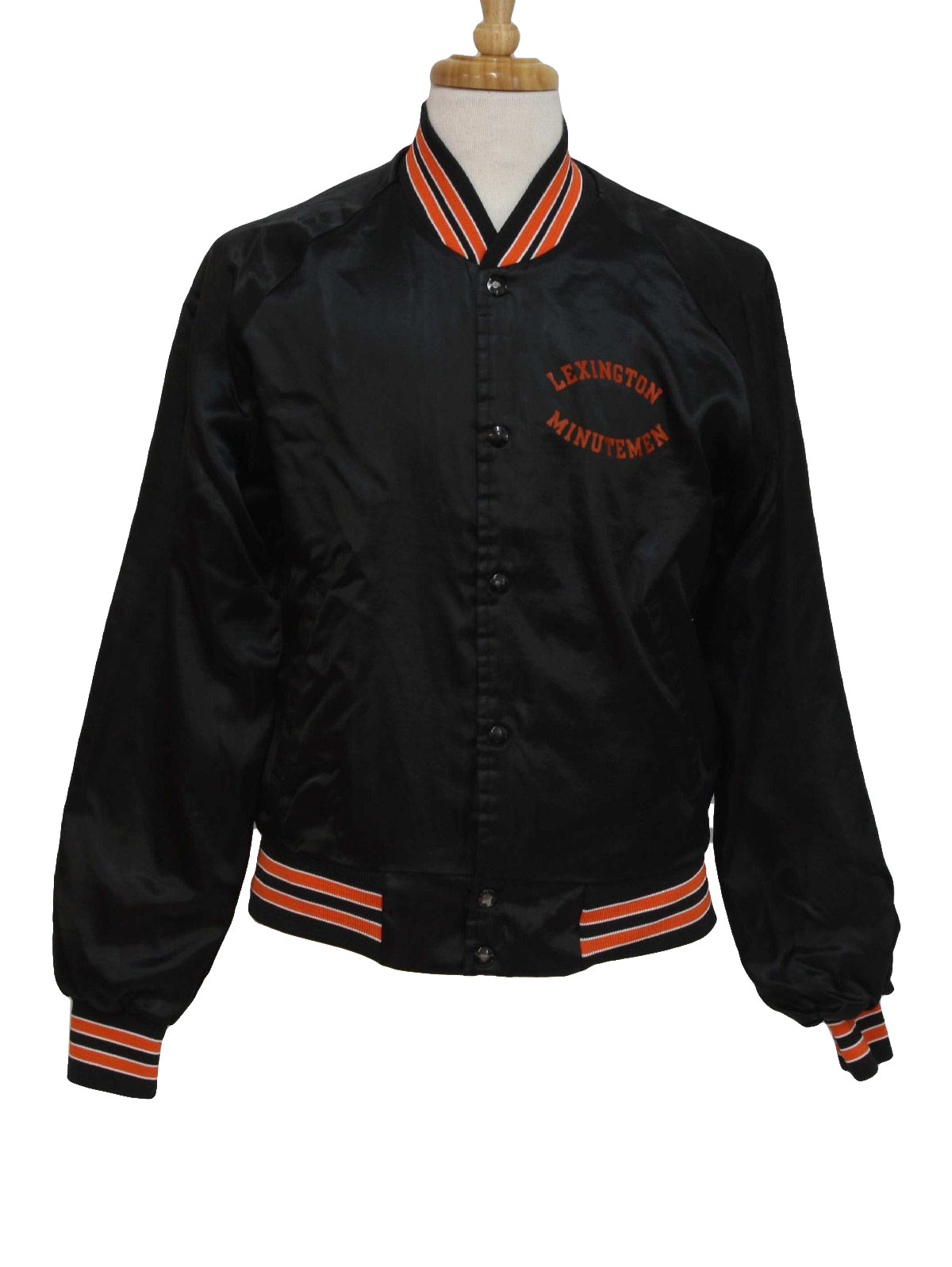 80s Retro Jacket: 80s -Locker Line- Mens black and orange nylon satin ...