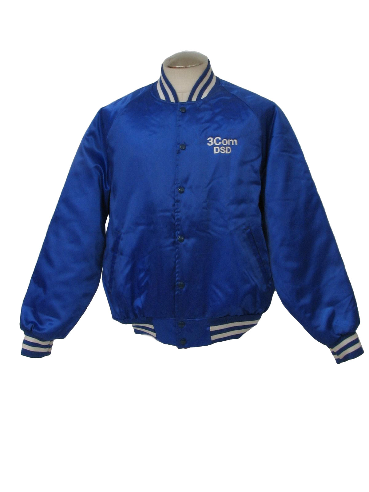 90's Vintage Jacket: 90s -Satins- Mens crystal blue and white nylon ...
