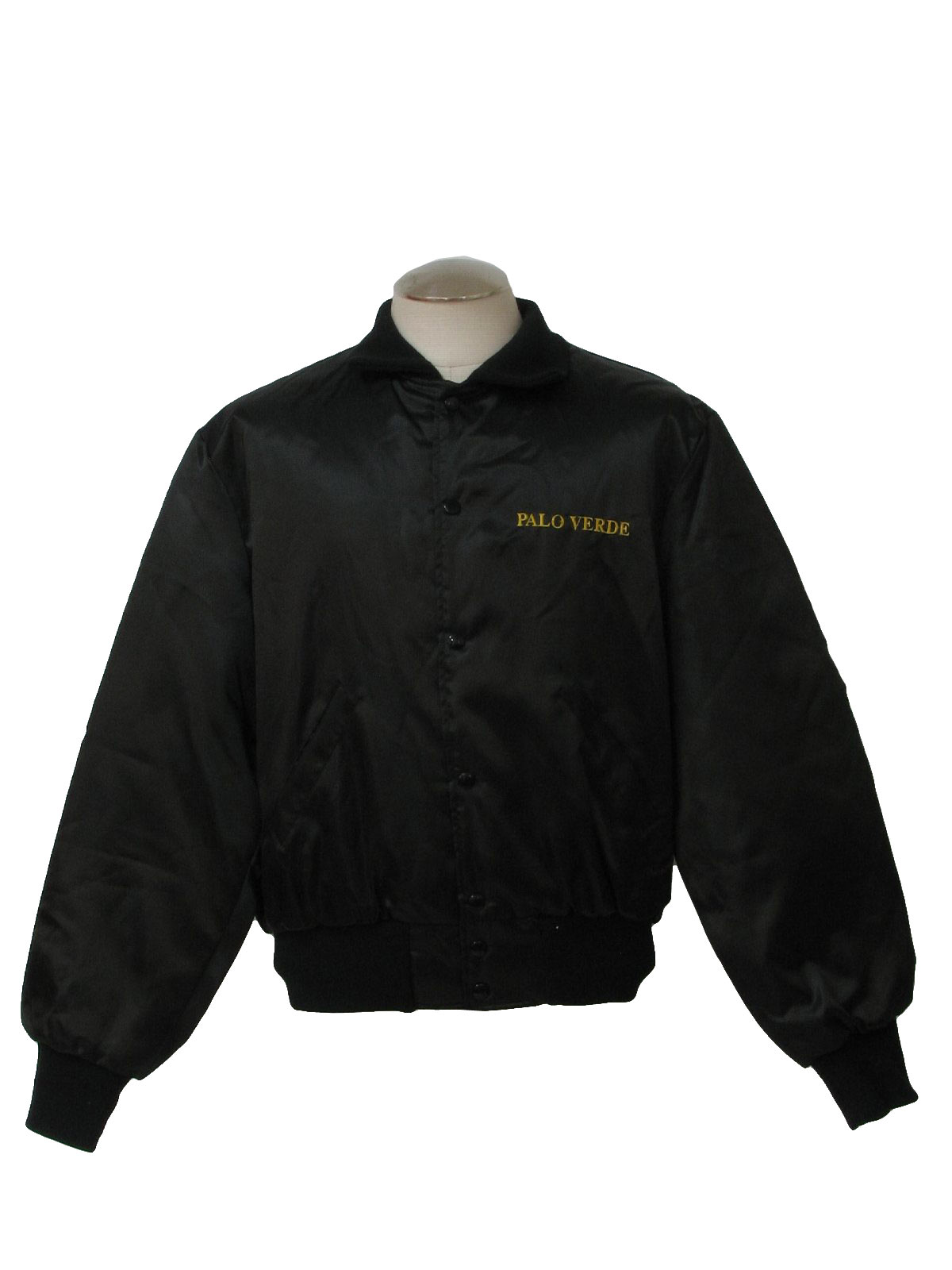 Nineties Holloway Jacket: 90s -Holloway- Mens black nylon satin with ...