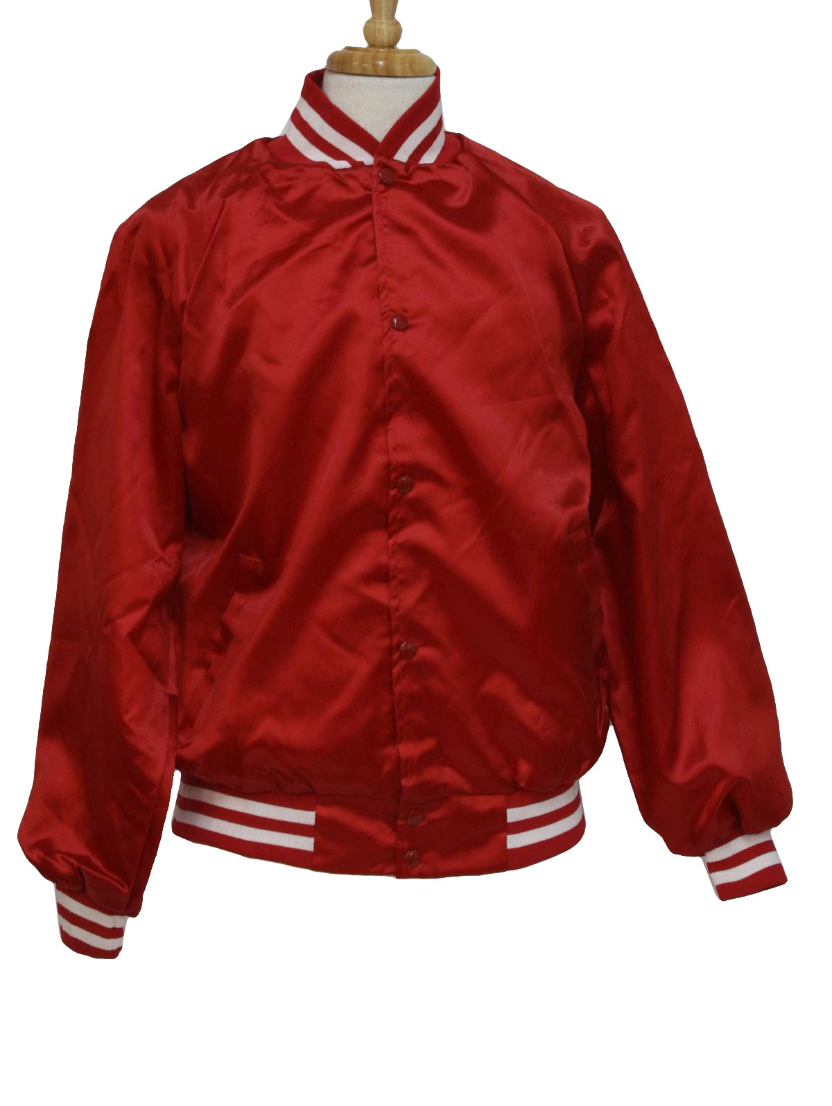 Vintage 80s Jacket: 80s -Westark- Mens red and white nylon satin with ...