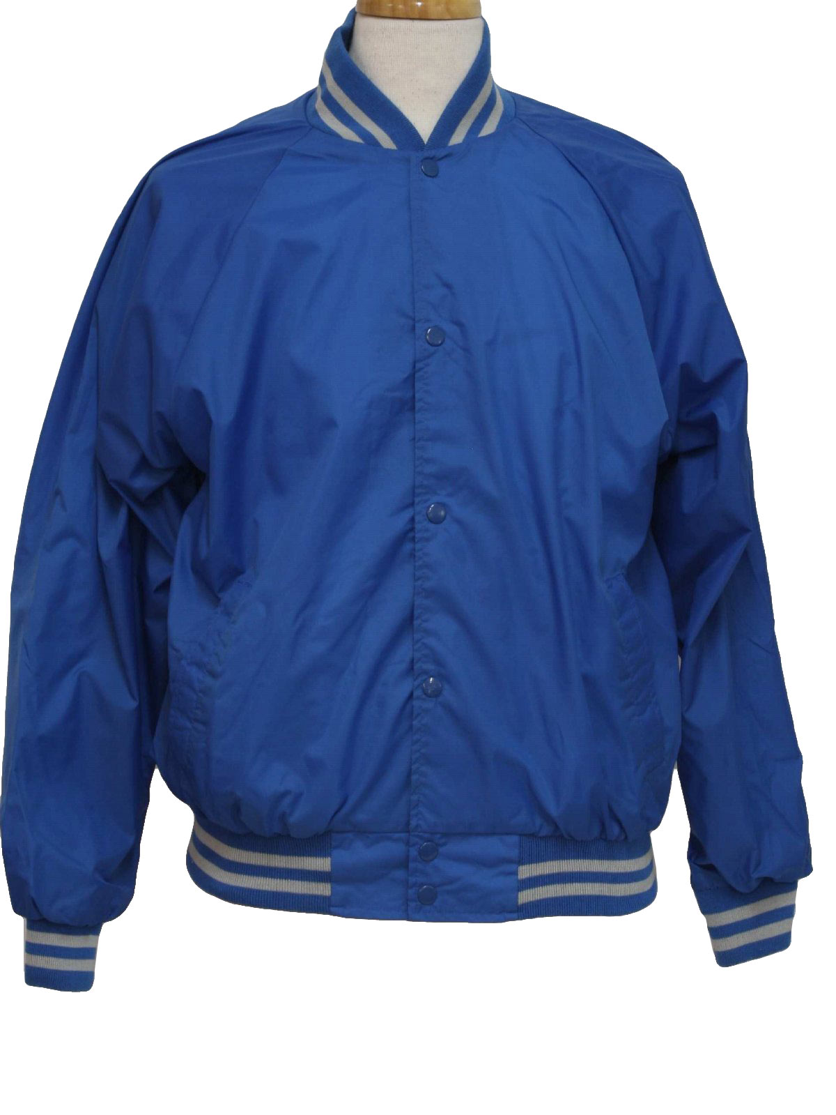 1980's Retro Jacket: 80s -Haband- Mens medium blue and light grey nylon ...