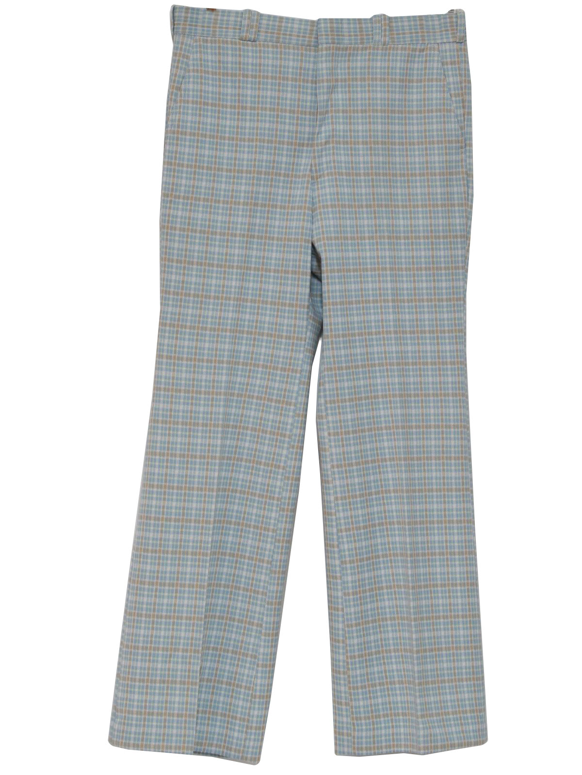 Retro 70's Pants: 70s -Lee- Mens baby blue, tan, white and yellow plaid ...