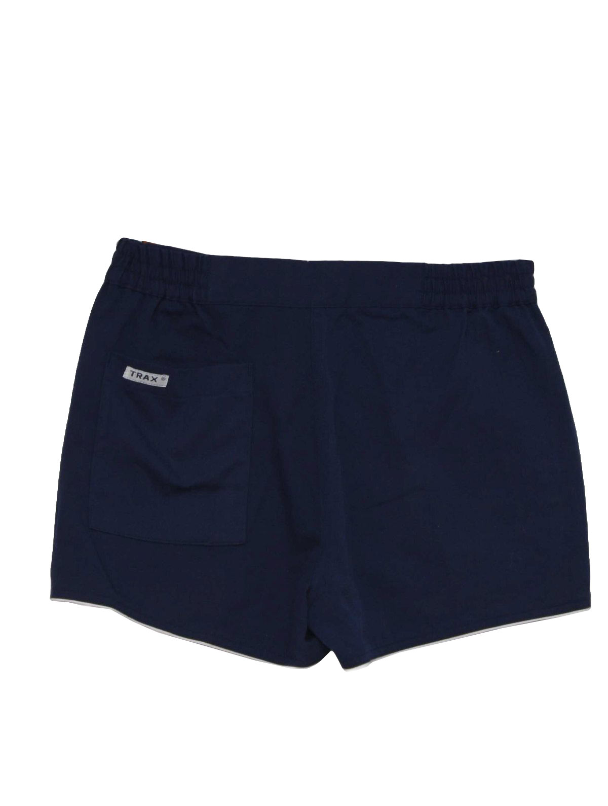 Trax 80's Vintage Shorts: Early 80s -Trax- Mens dark blue polyester and ...