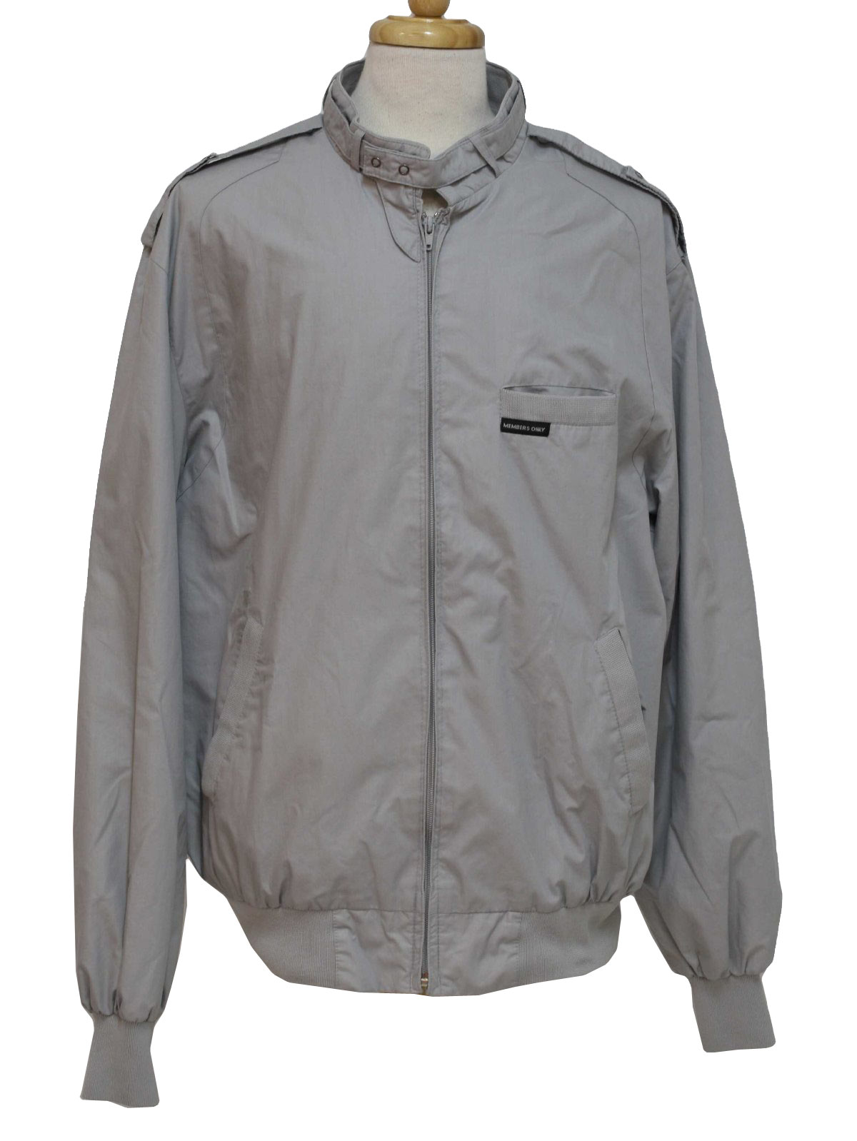 Retro 80's Jacket: 80s style -Members Only- Mens light gray polyester ...