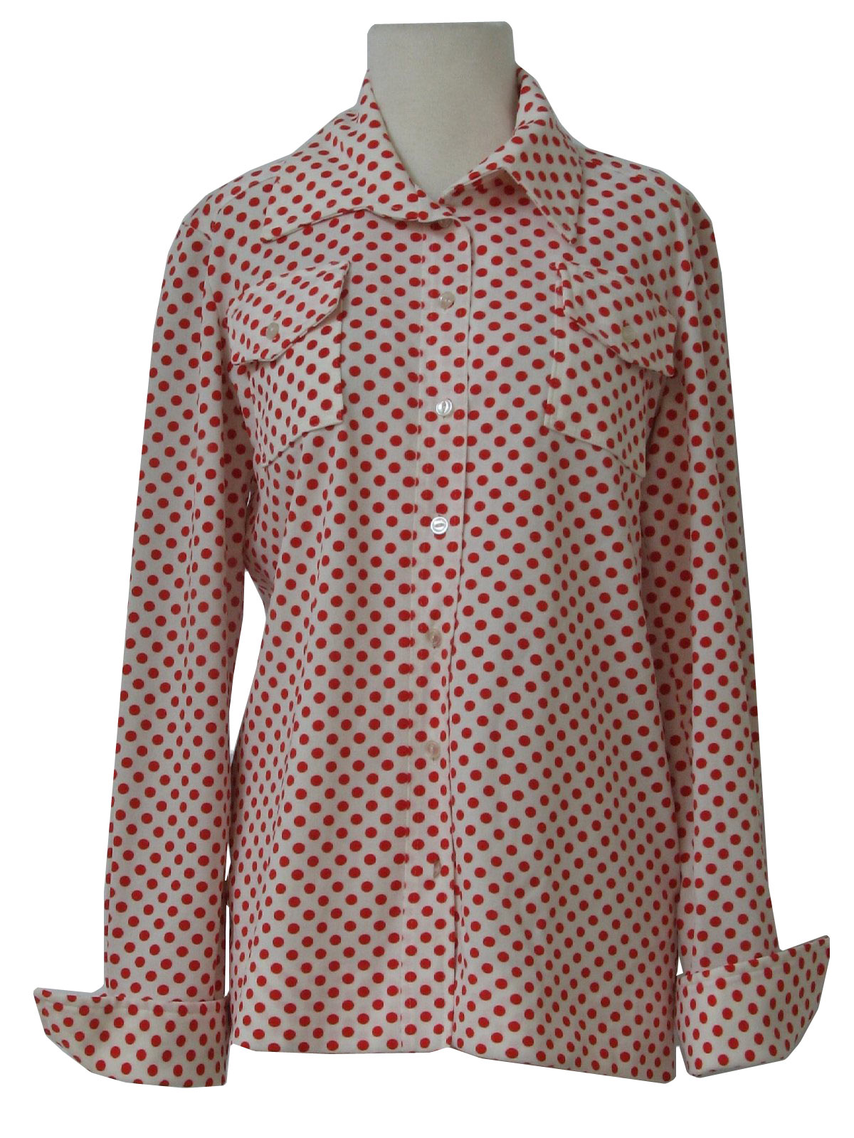1970's Retro Jacket: 70s -LeVoys- Womens polyester stretch knit shirt ...