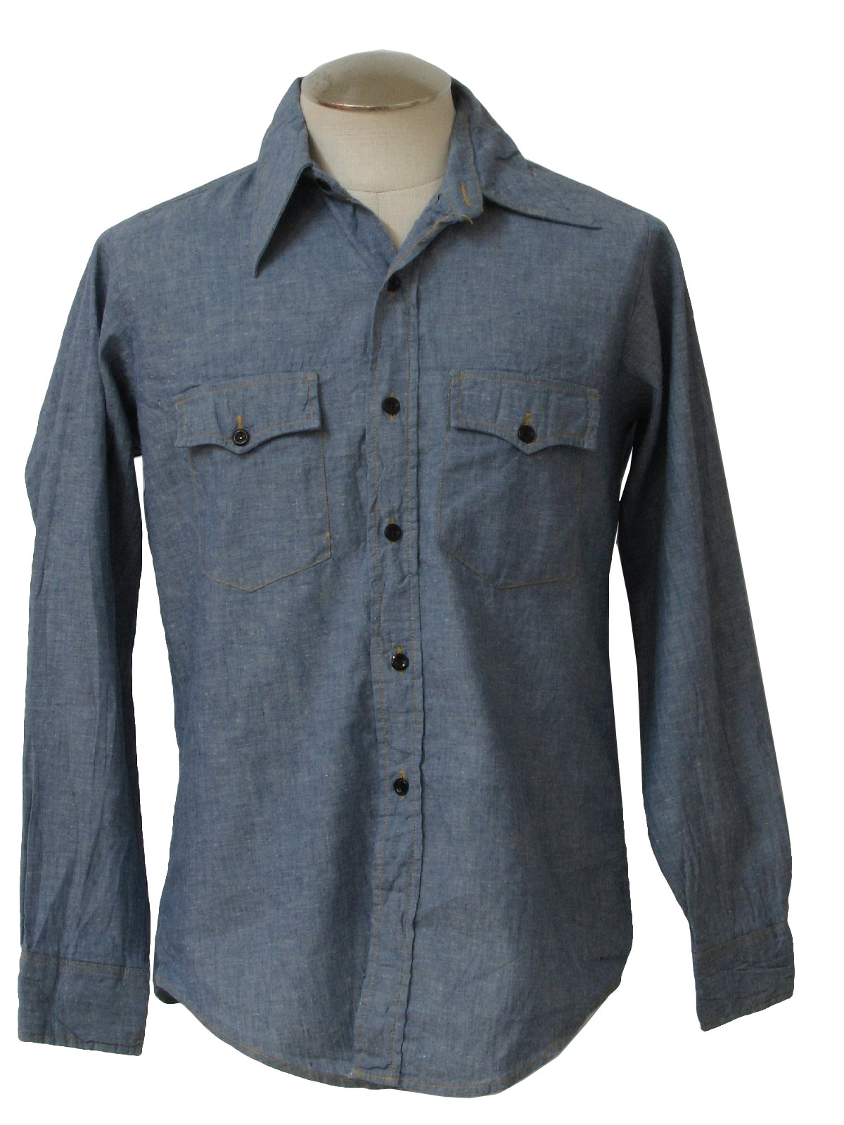 Retro 70s Western Shirt (Woodland) : 70s -Woodland- Mens medium blue ...