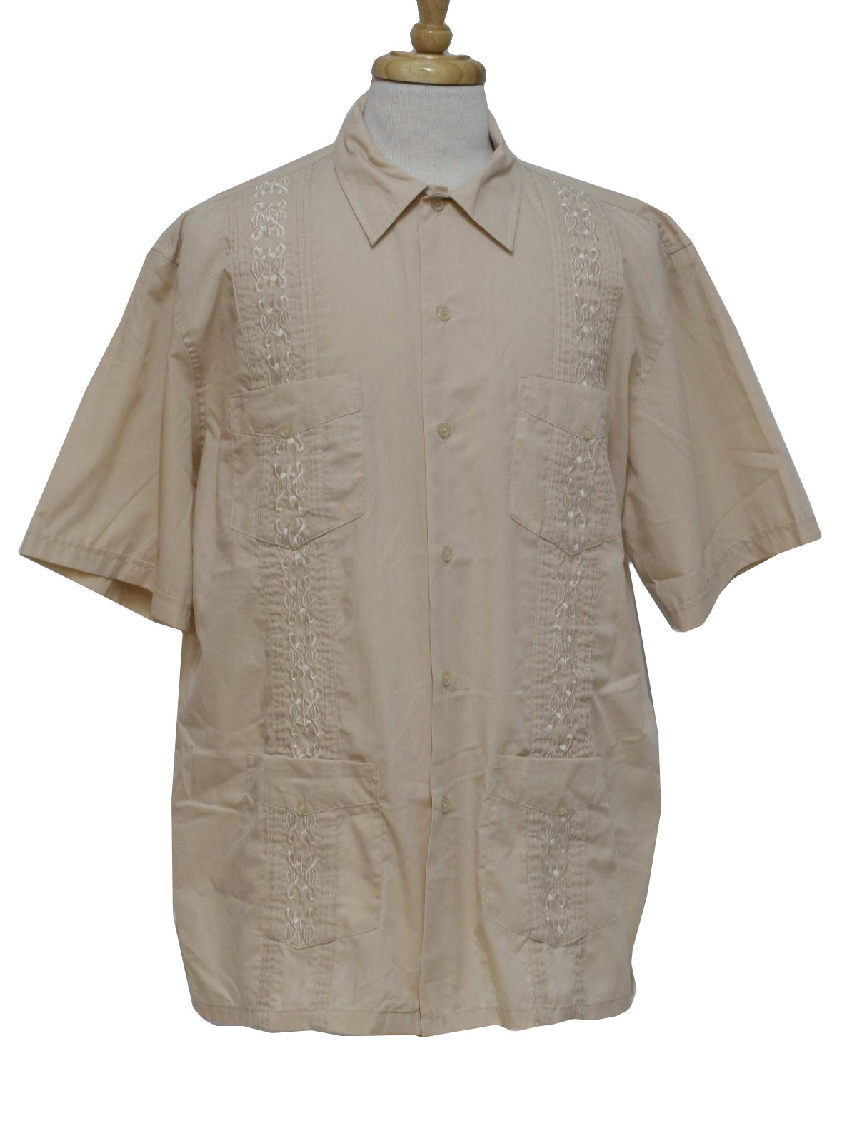 Retro 1980s Guayabera Shirt: 80s -Platoon- Mens toast cotton and ...