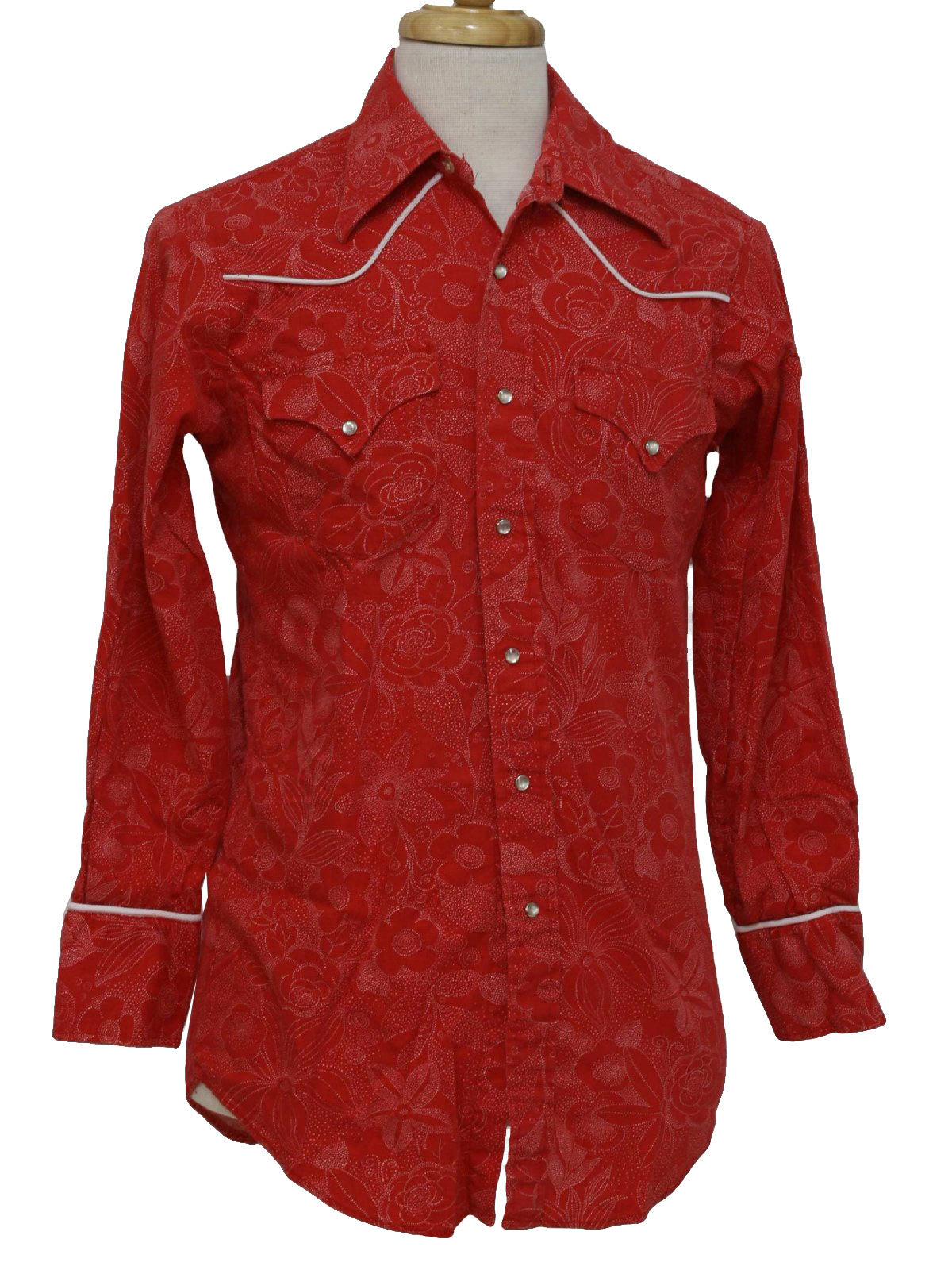 1970's Vintage Lee Western Shirt: 70s or early 80s -Lee- Mens red and ...