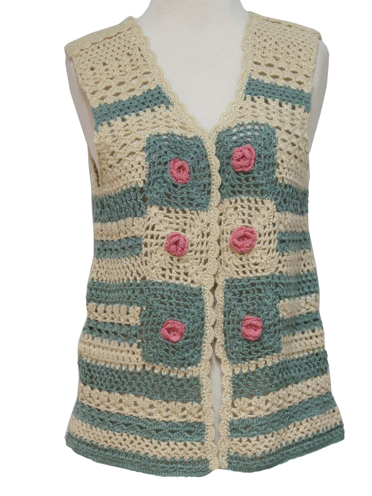 Retro 1970's Vest (Hand Crocheted) : 70s style (made in 80s) -Hand ...