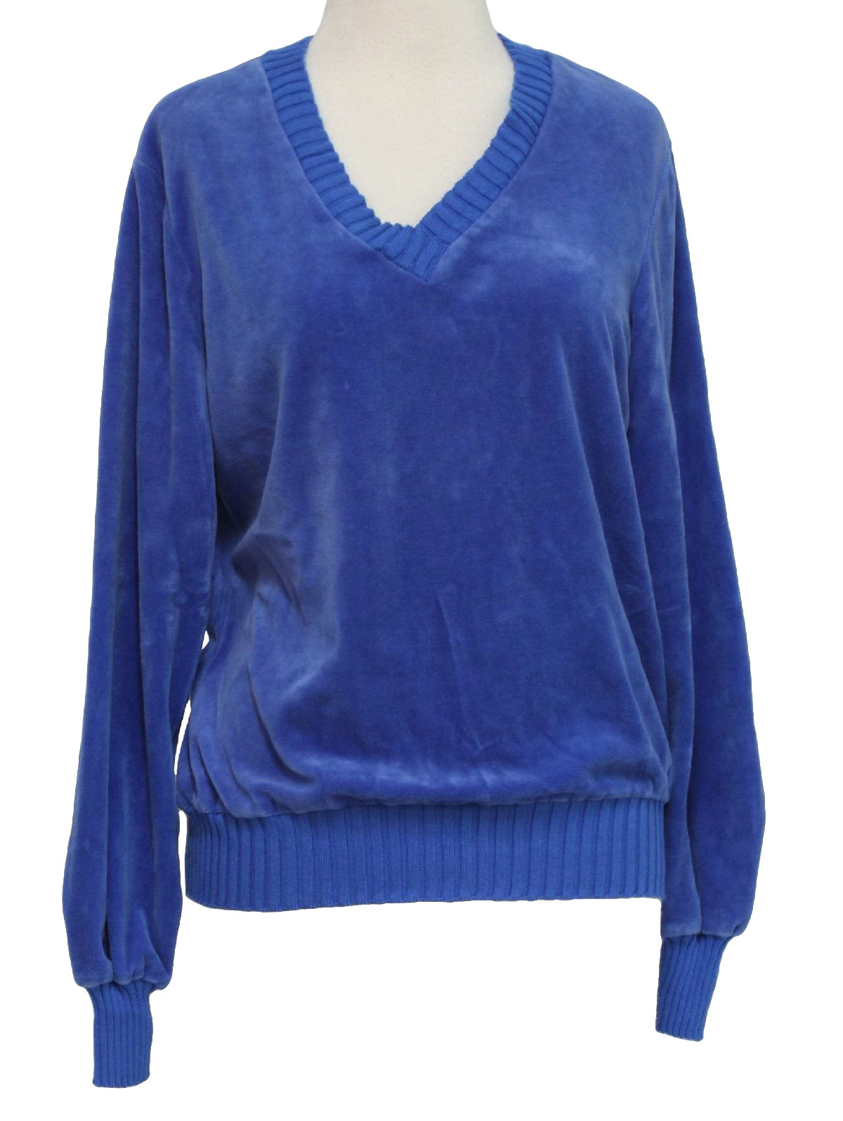 80's Sears Velour Shirt: 80s -Sears- Womens royal blue long sleeve ...