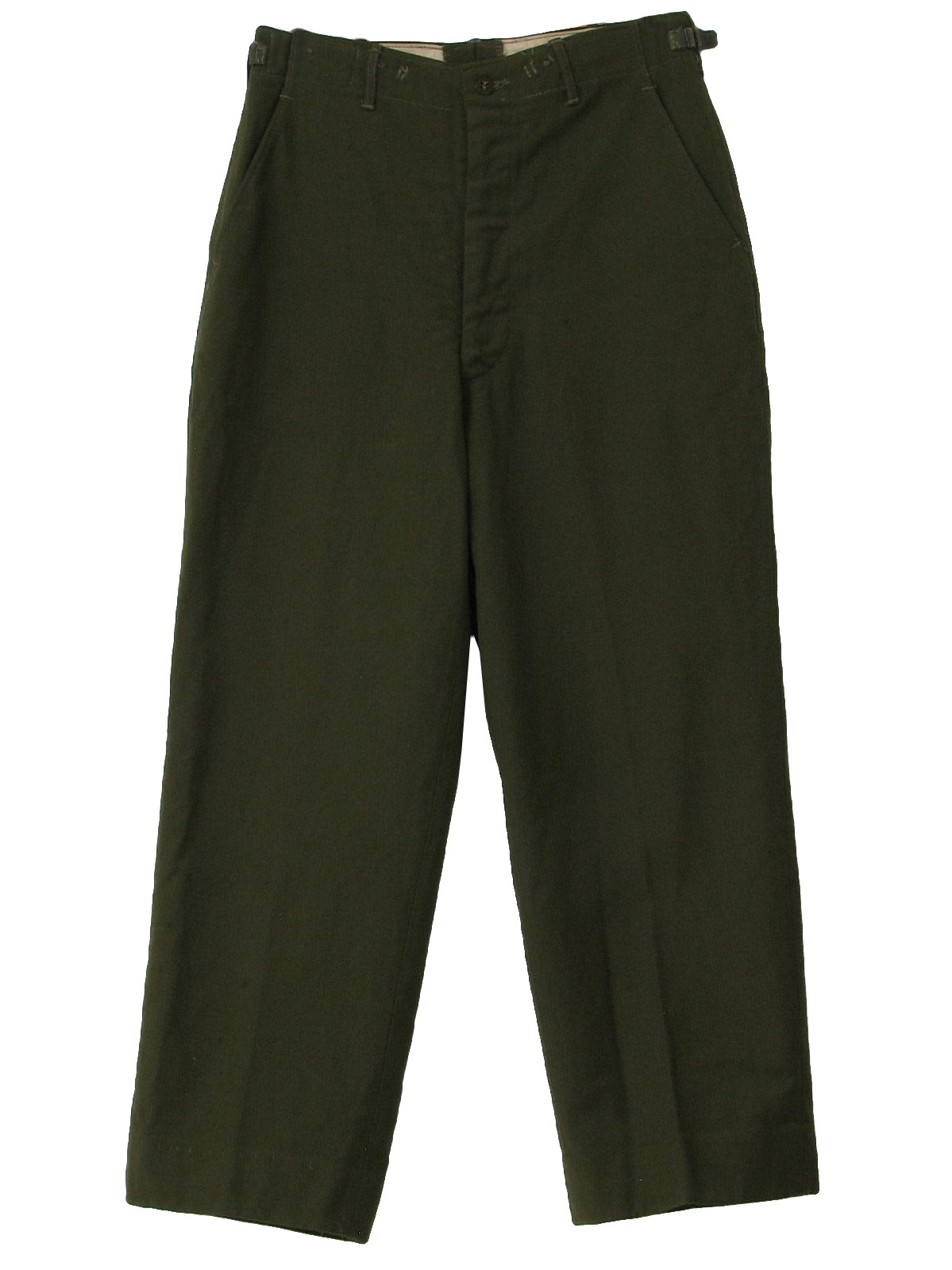 Vintage Care Label Fifties Pants: 50s -Care Label- Mens army green ...