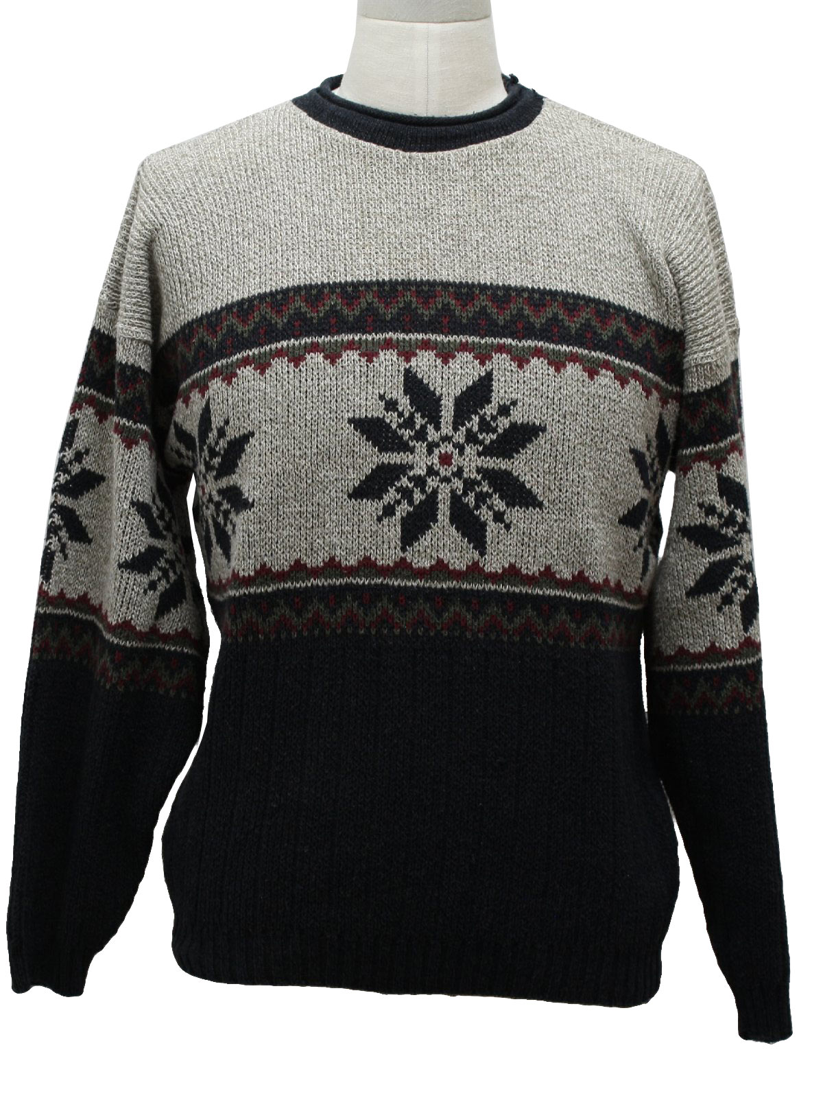 Mens Classic Ugly Christmas Ski Sweater: -Great Land- Mens grey, black ...