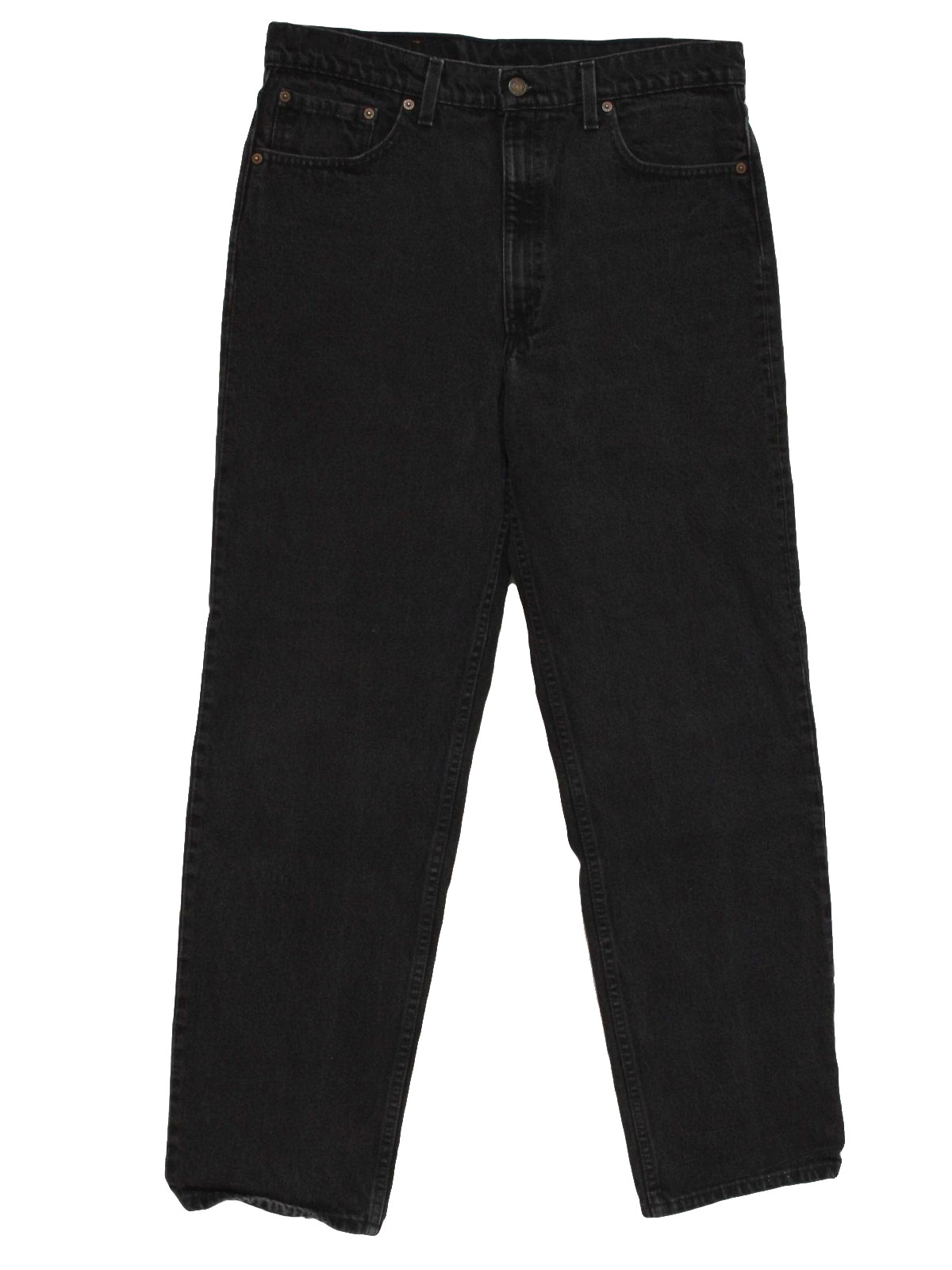 1990's Retro Pants: 90s -Levis- Mens faded black cotton denim slightly ...