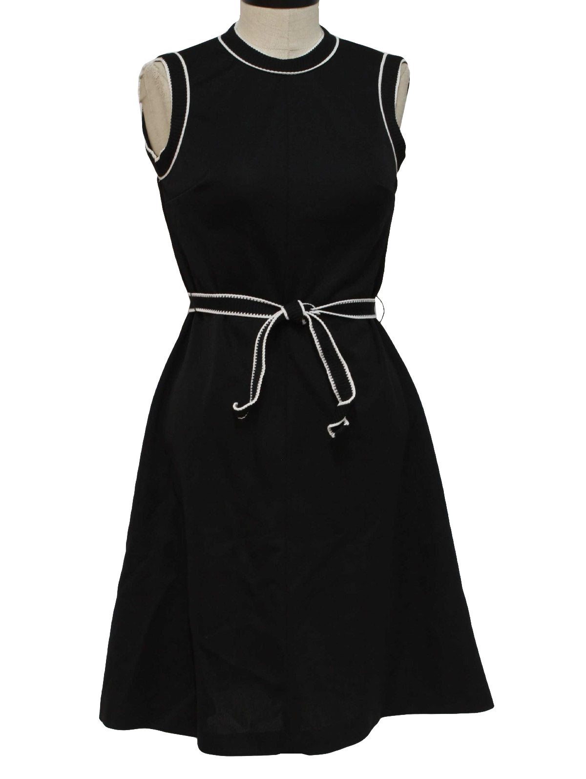 70's Vintage Dress: 70s -Lady Carol- Womens black and white polyester ...