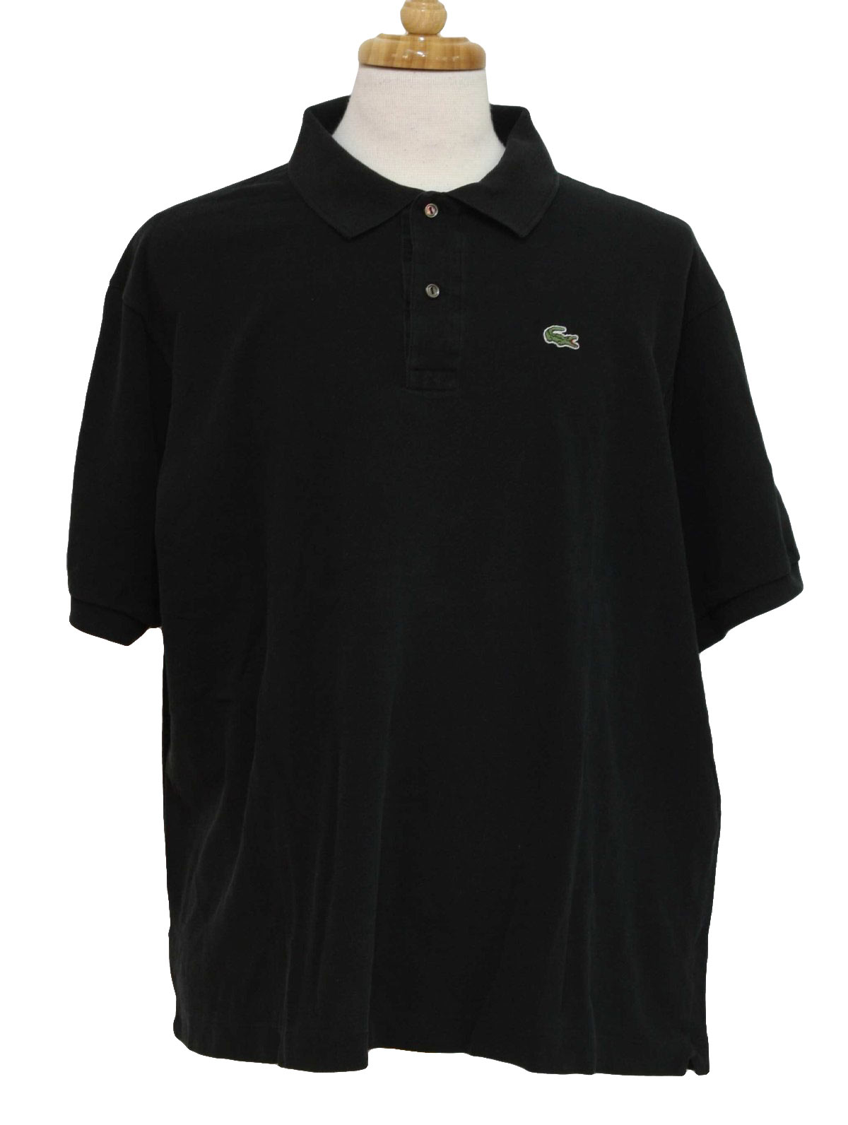 Eighties Lacoste Shirt: 80s -Lacoste- Mens black woven cotton short ...