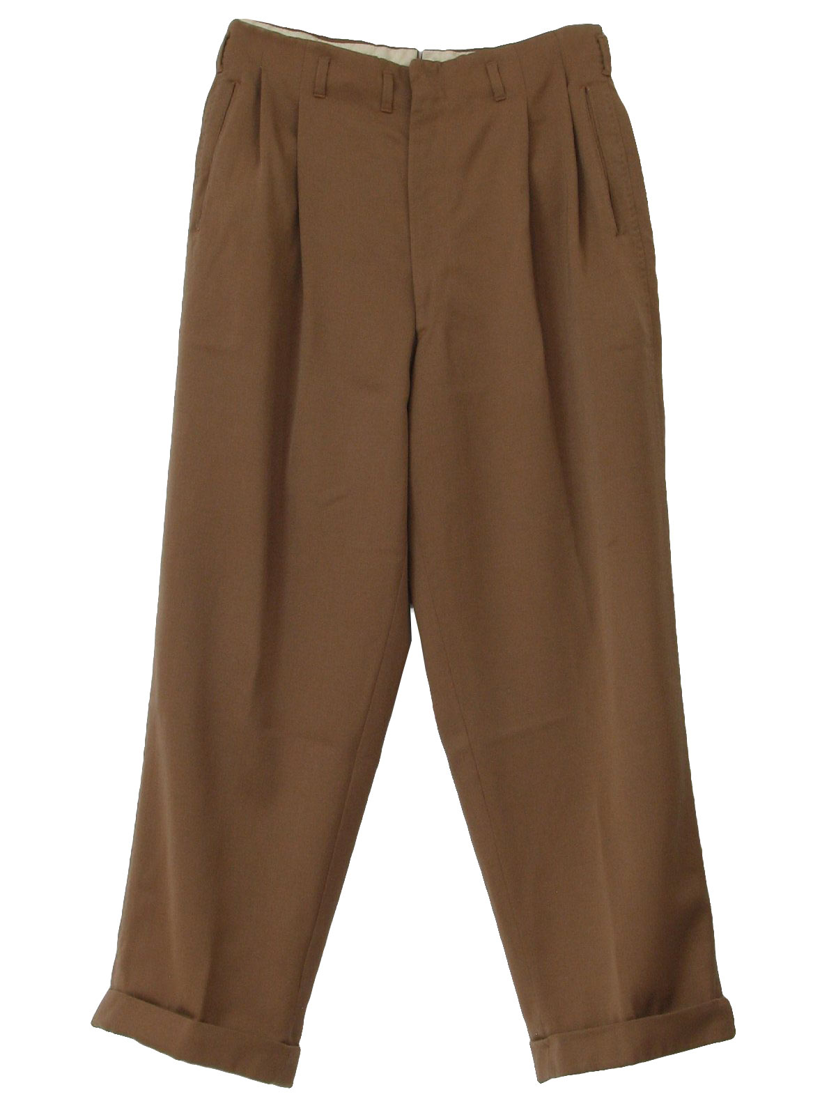 Vintage 1950's Pants: 50s -Plateau Slacks- Mens tan solid colored ...