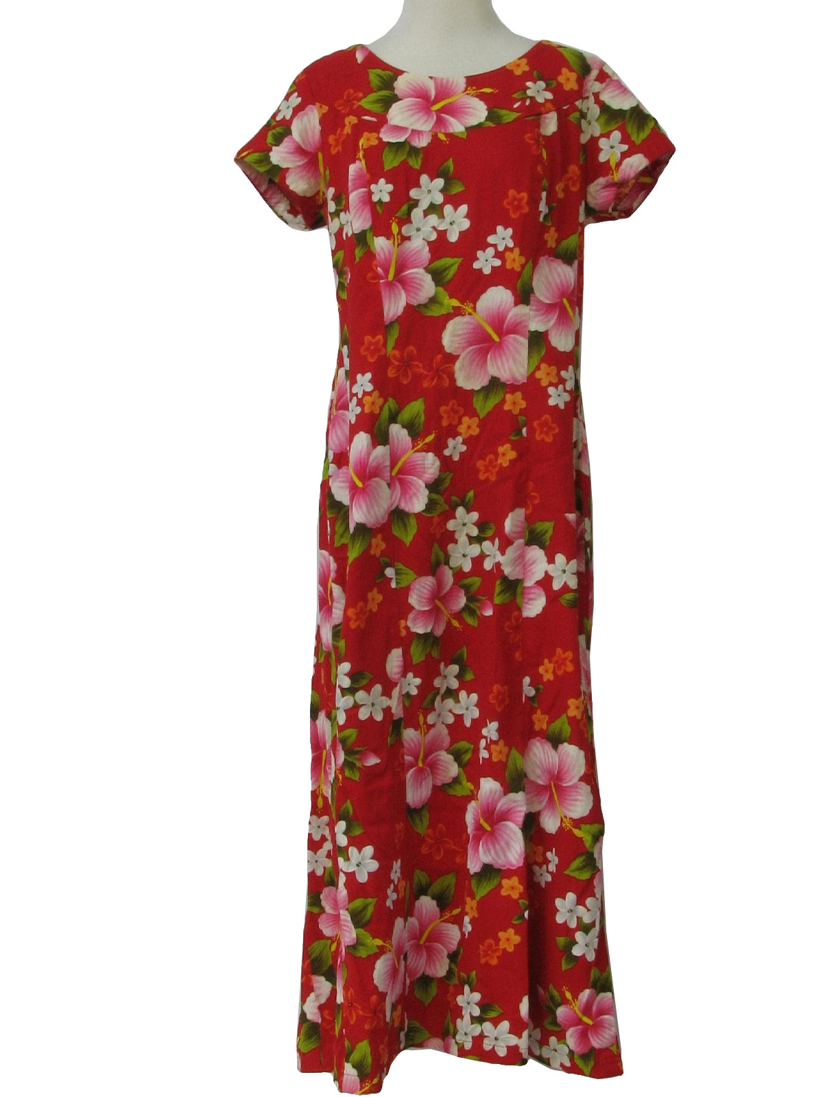 70's Vintage Hawaiian Dress: 70s -Ui-Maikai- Womens red, dark pink ...