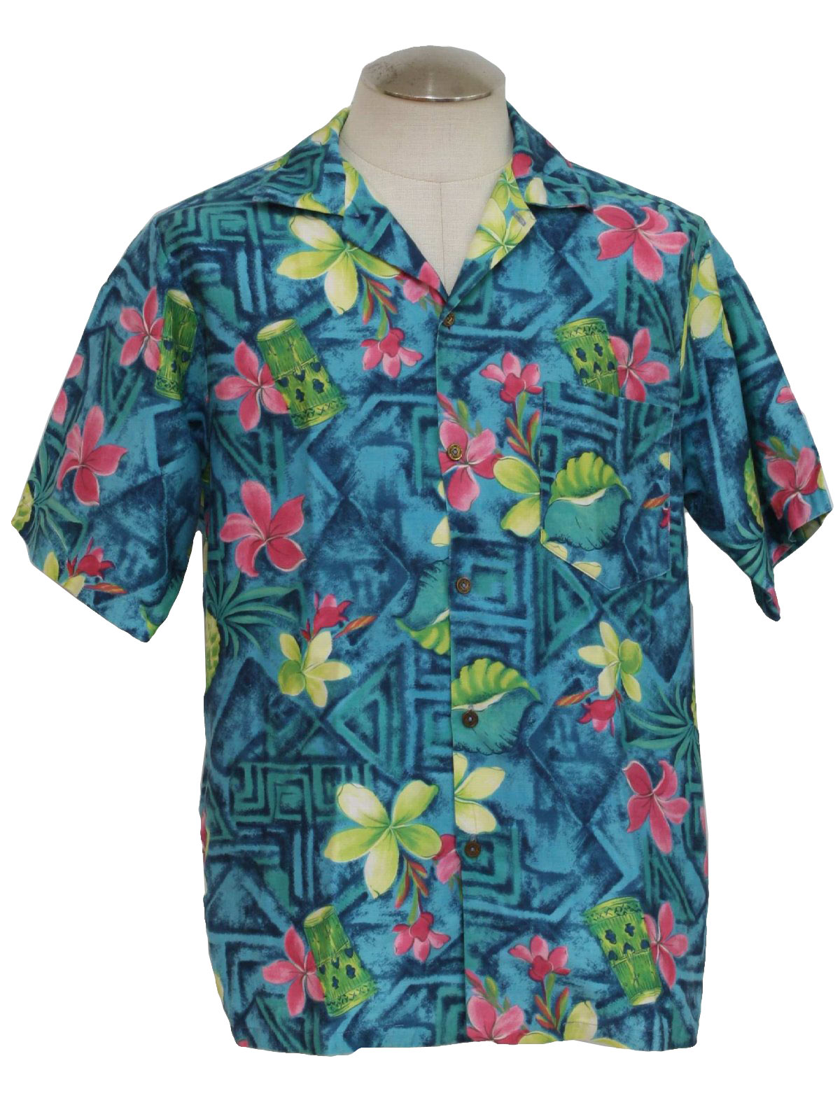 Sixties Vintage Hawaiian Shirt: 60s -South Seas Fashions- Mens blue ...