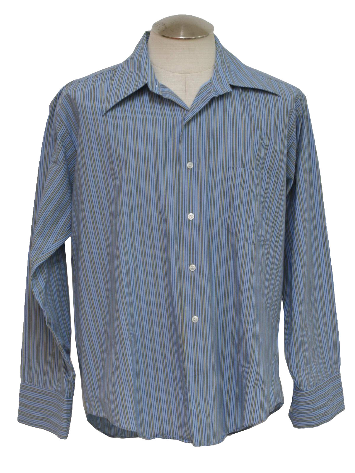 Retro 60s Shirt (Stratton) : Late 60s -Stratton- Mens navy blue, pale ...