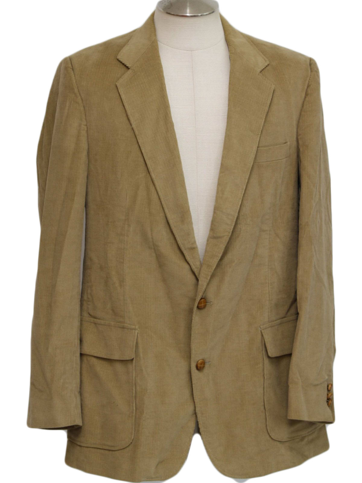 Vintage 1980's Jacket: 80s -Haggar- Mens khaki tan polyester and cotton ...