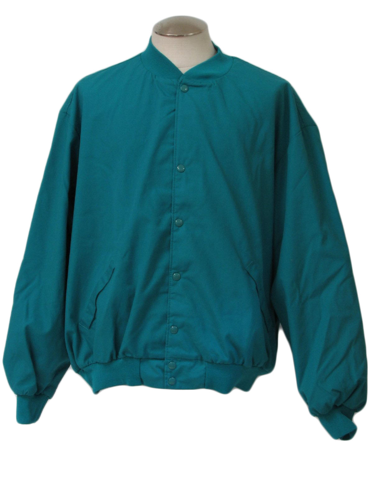 1990's Vintage Jacket: 90s -No Label- Mens teal cotton polyester blend ...