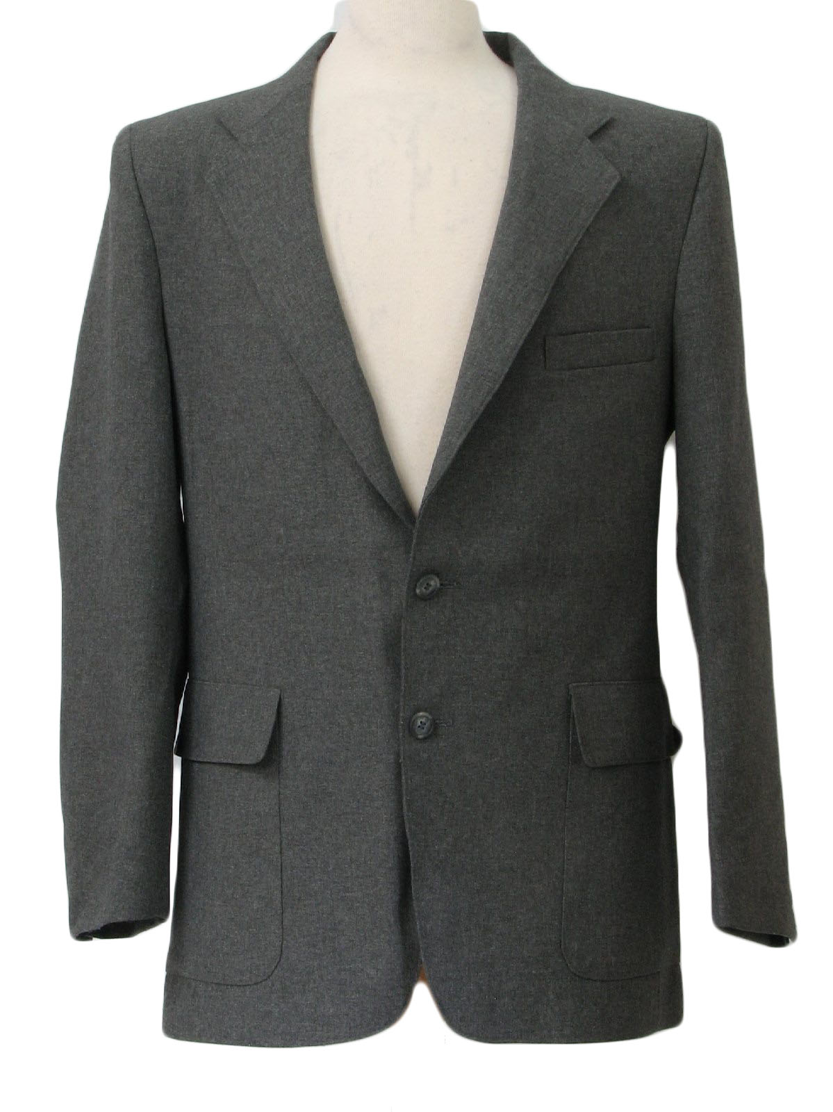 70's Jacket: 70s -No Label- Mens heathered grey polyester suit jacket ...