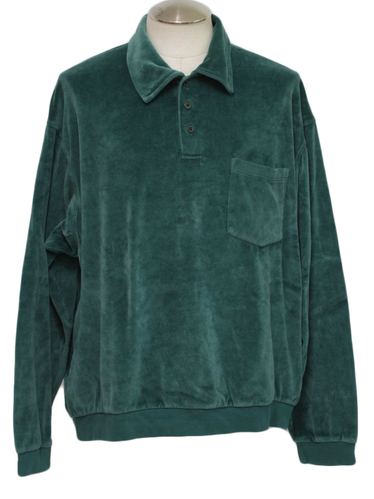 Retro 1980's Velour Shirt (John Blair) : 80s -John Blair- Mens green ...