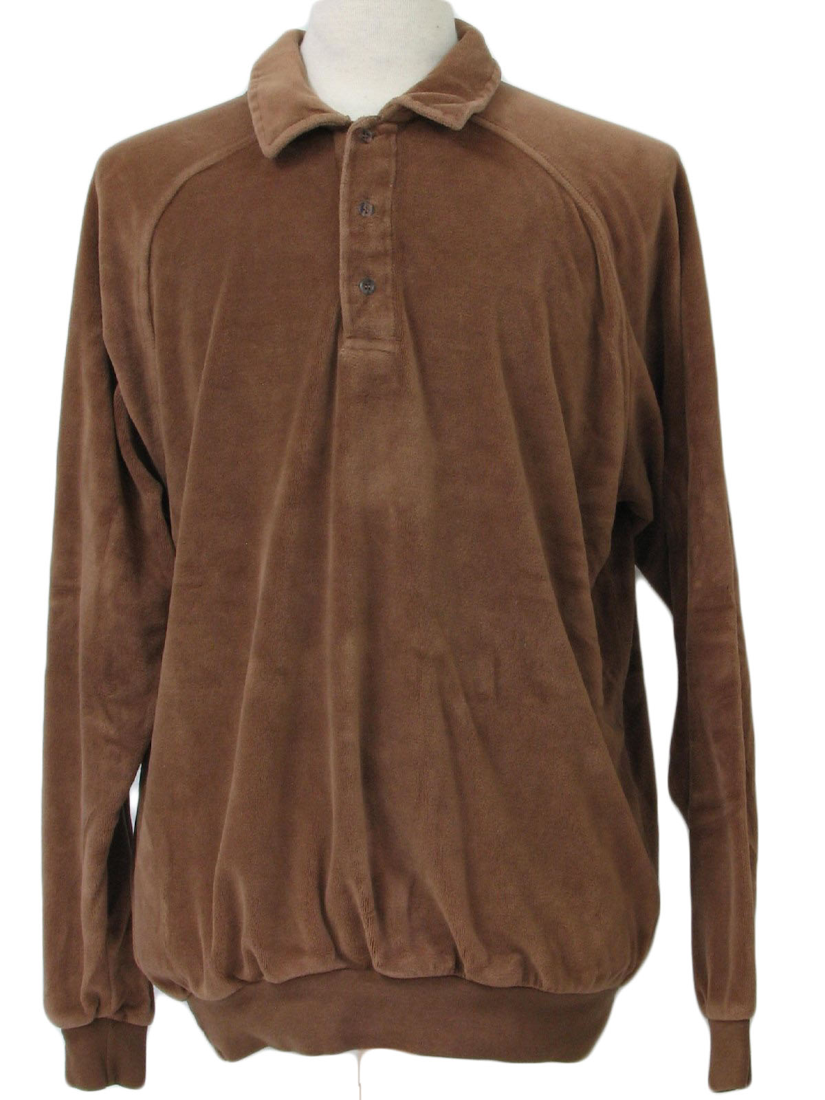 Oakton 1980s Vintage Velour Shirt: 80s -Oakton- Mens cocoa brown ...