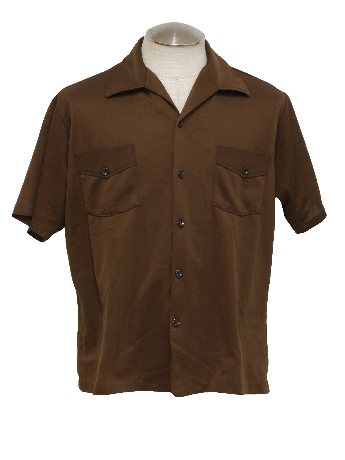 70s Shirt (Big Sur): 70s -Big Sur- Mens chocolate brown polyester short ...