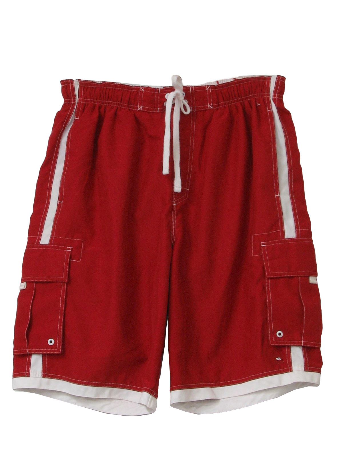 red and white swim trunks