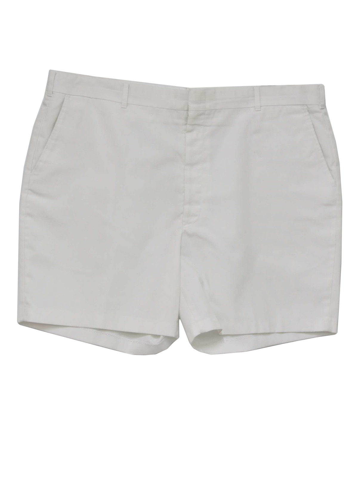 1980's Shorts: 80s -No Label- Mens white polyester cotton poplin, 4 ...
