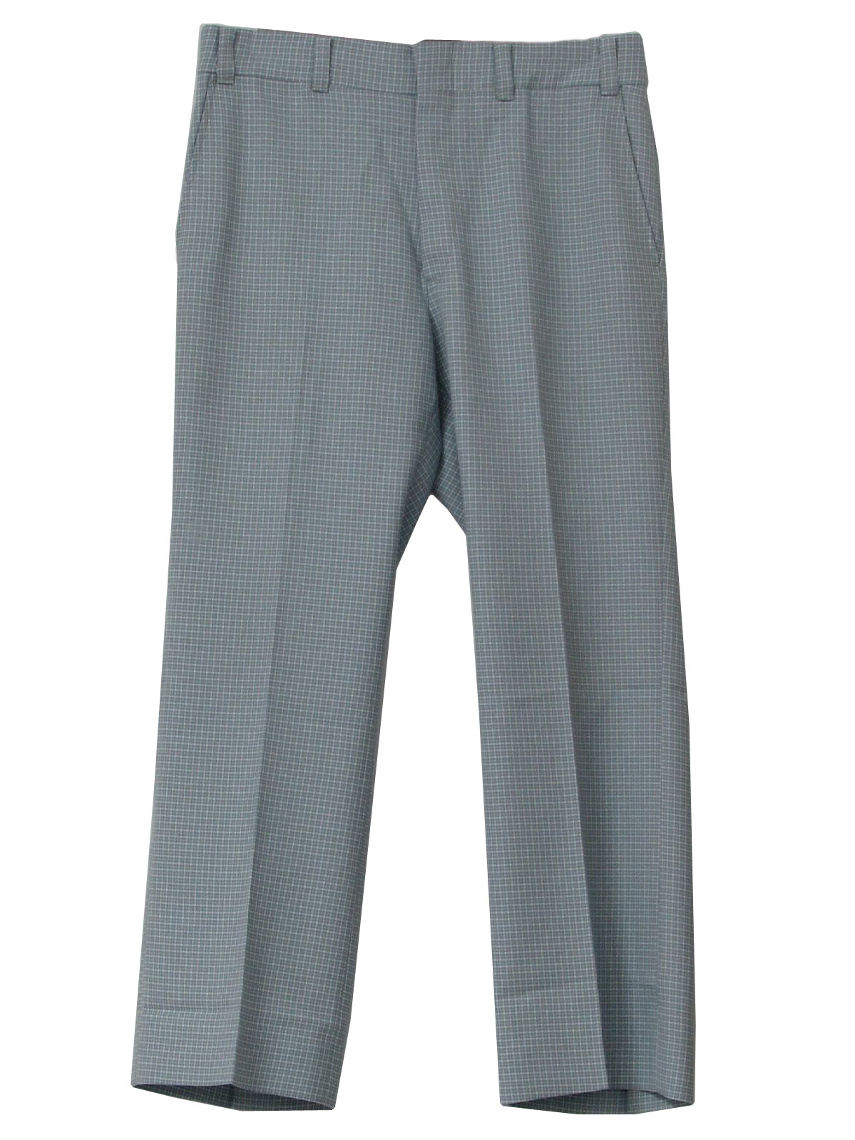 1970's Retro Pants: 70s -No Label- Mens bably blue and white checkered ...