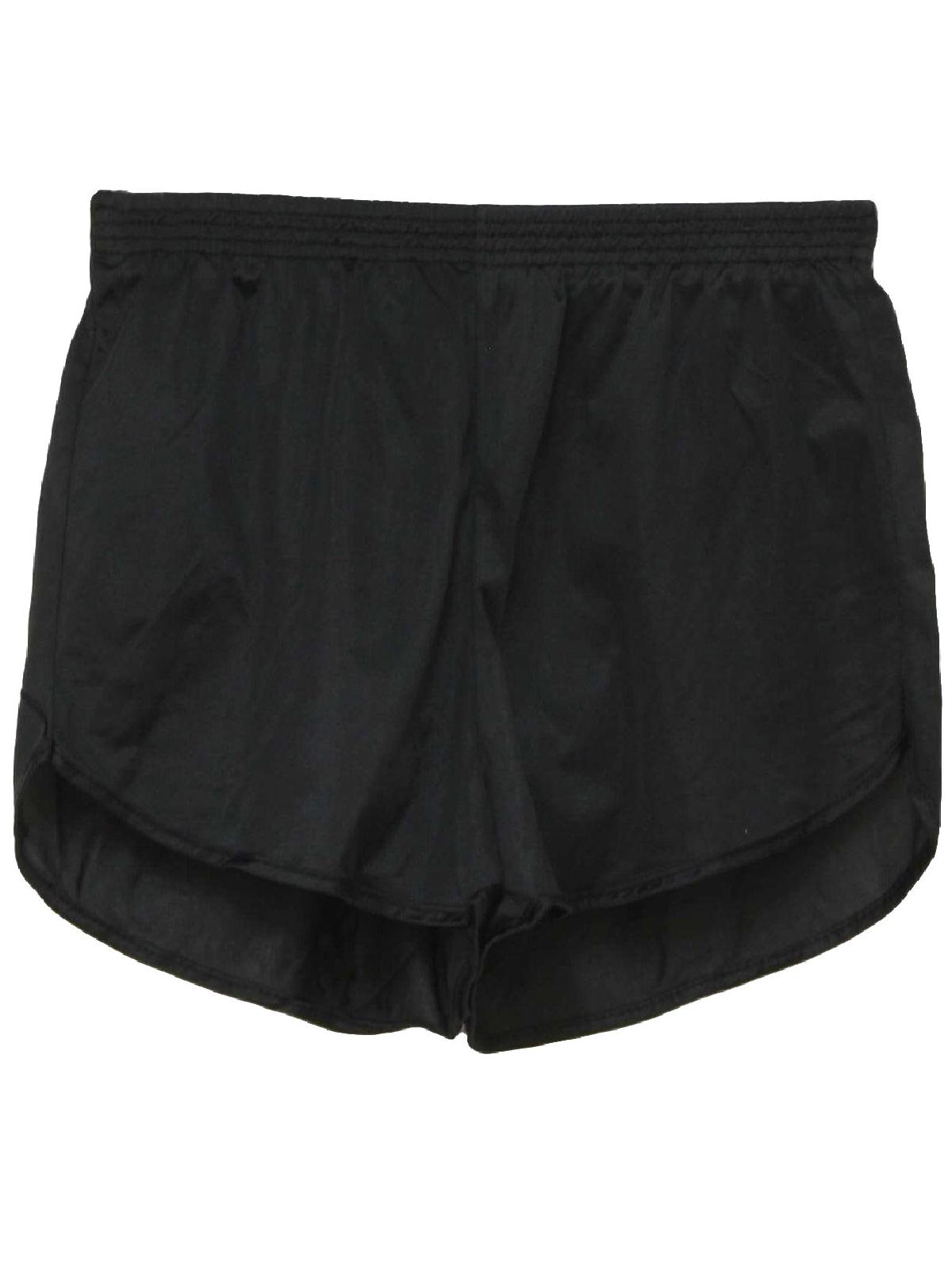 Vintage 1980's Shorts: 80s -Cobblestones- Mens black brief lined nylon ...