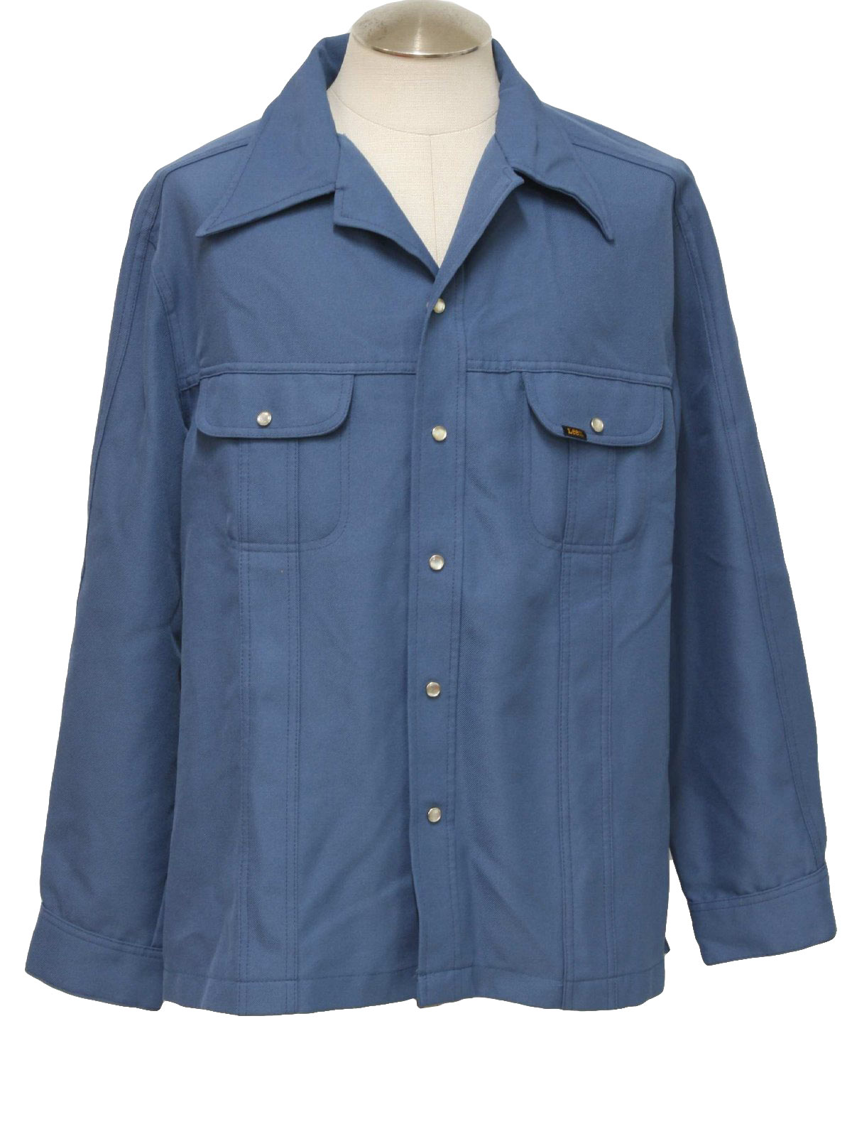 1970's Retro Jacket: 70s -Lee- Mens dusty blue polyester leisure jacket ...